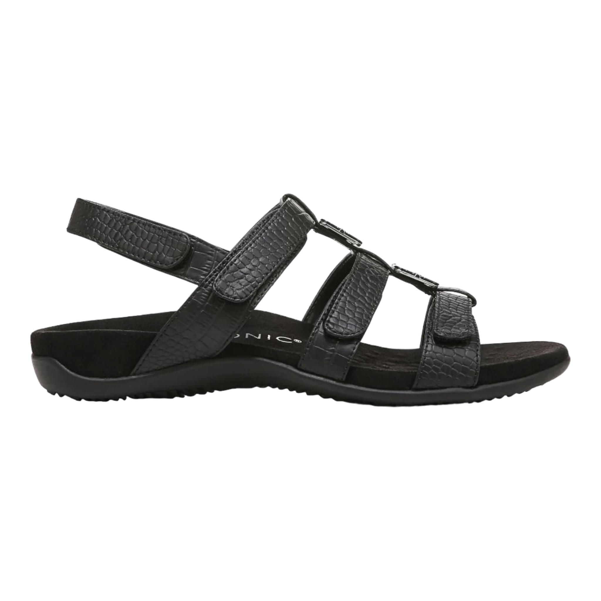 Vionic - Amber Adjustable Sandal - Black Crocodile / M / 6