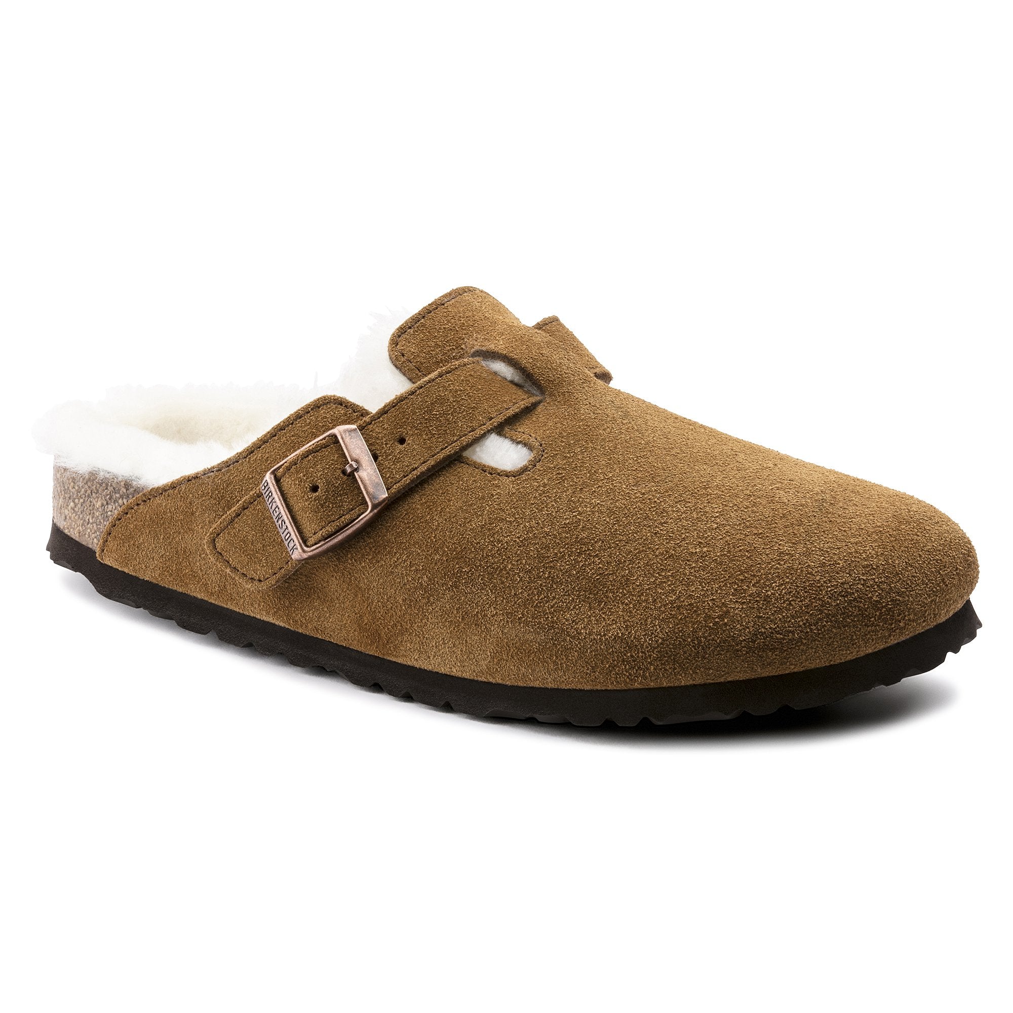 Birkenstock - Women's Boston Shearling Suede Leather - Mink/Natural / M / 36