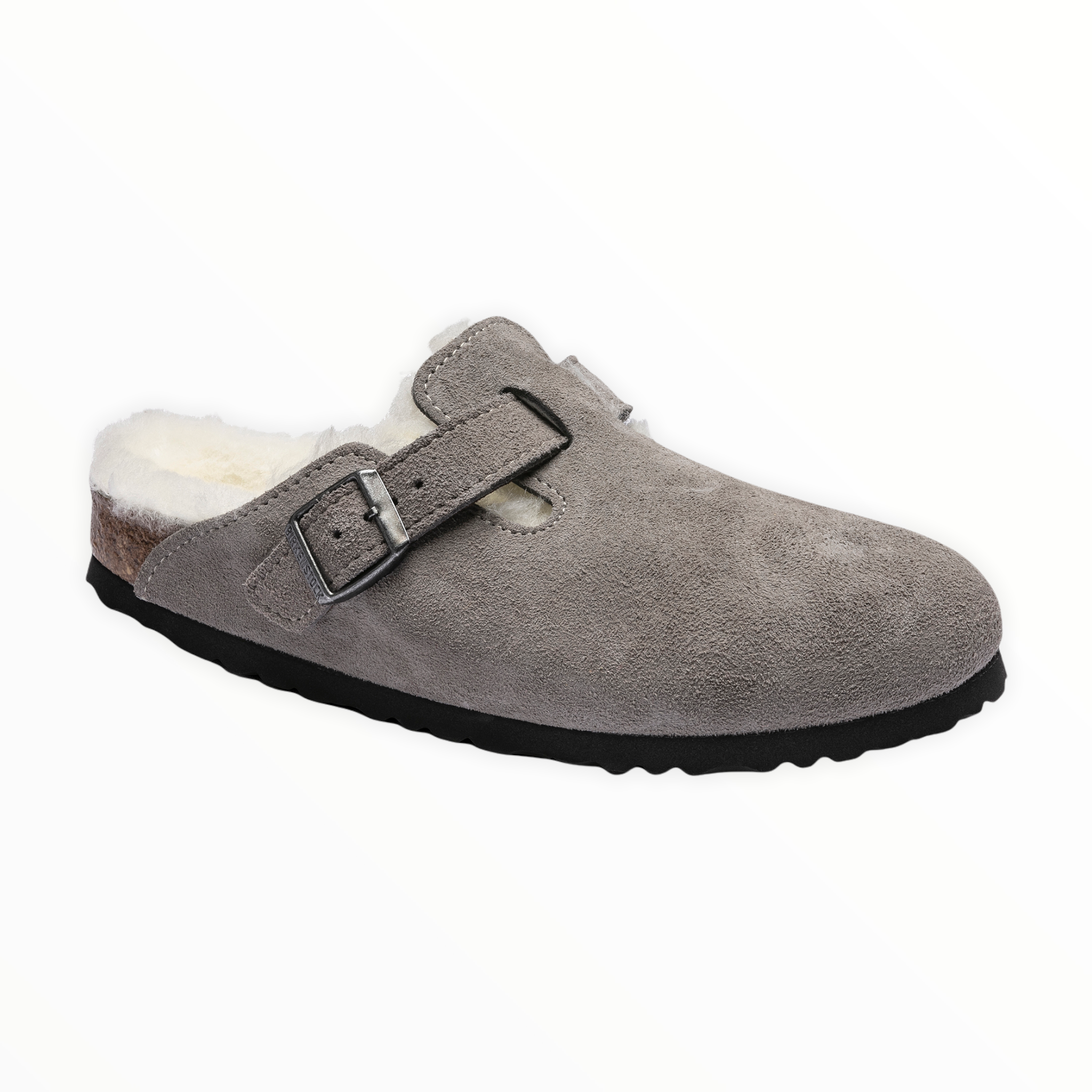 Birkenstock - Women's Boston Shearling Suede Leather - Stone/Natural / N / 36