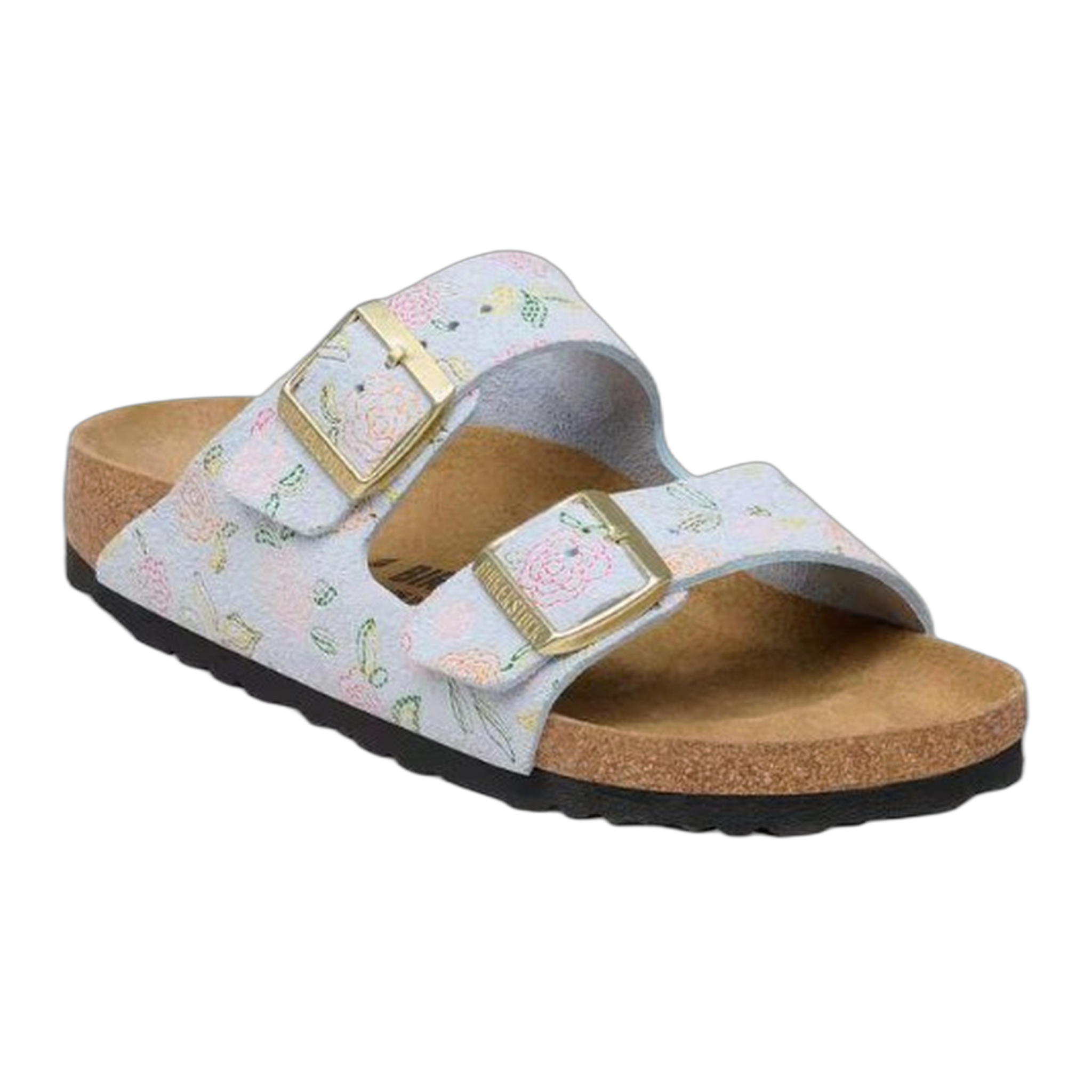 Birkenstock - Arizona Suede Leather - Flowers Baby Blue / N / 36