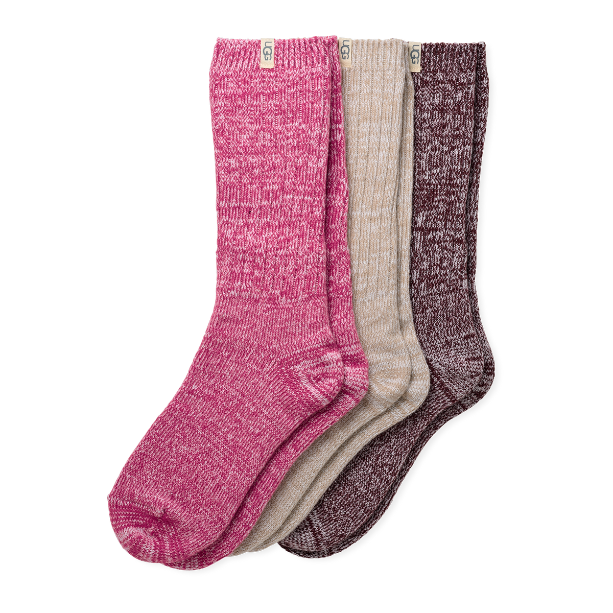 Rib Knit Slouchy Crew Sock 3-Pack
