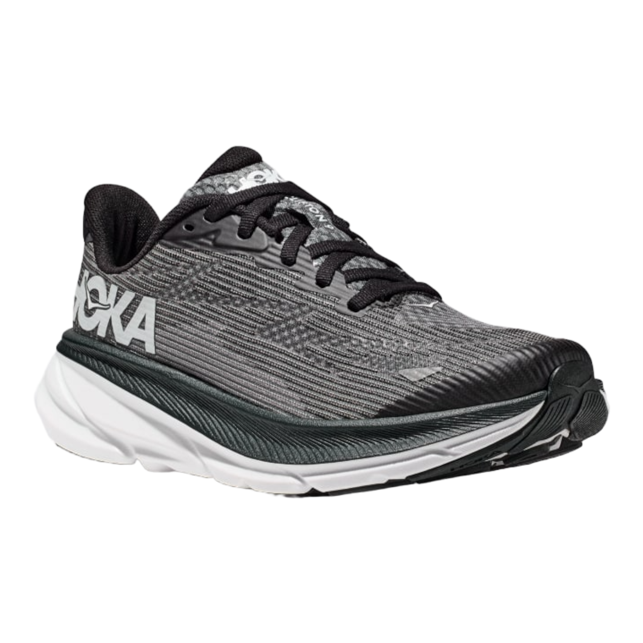 HOKA - Clifton 9 Youth - Black / White / M / 3.5