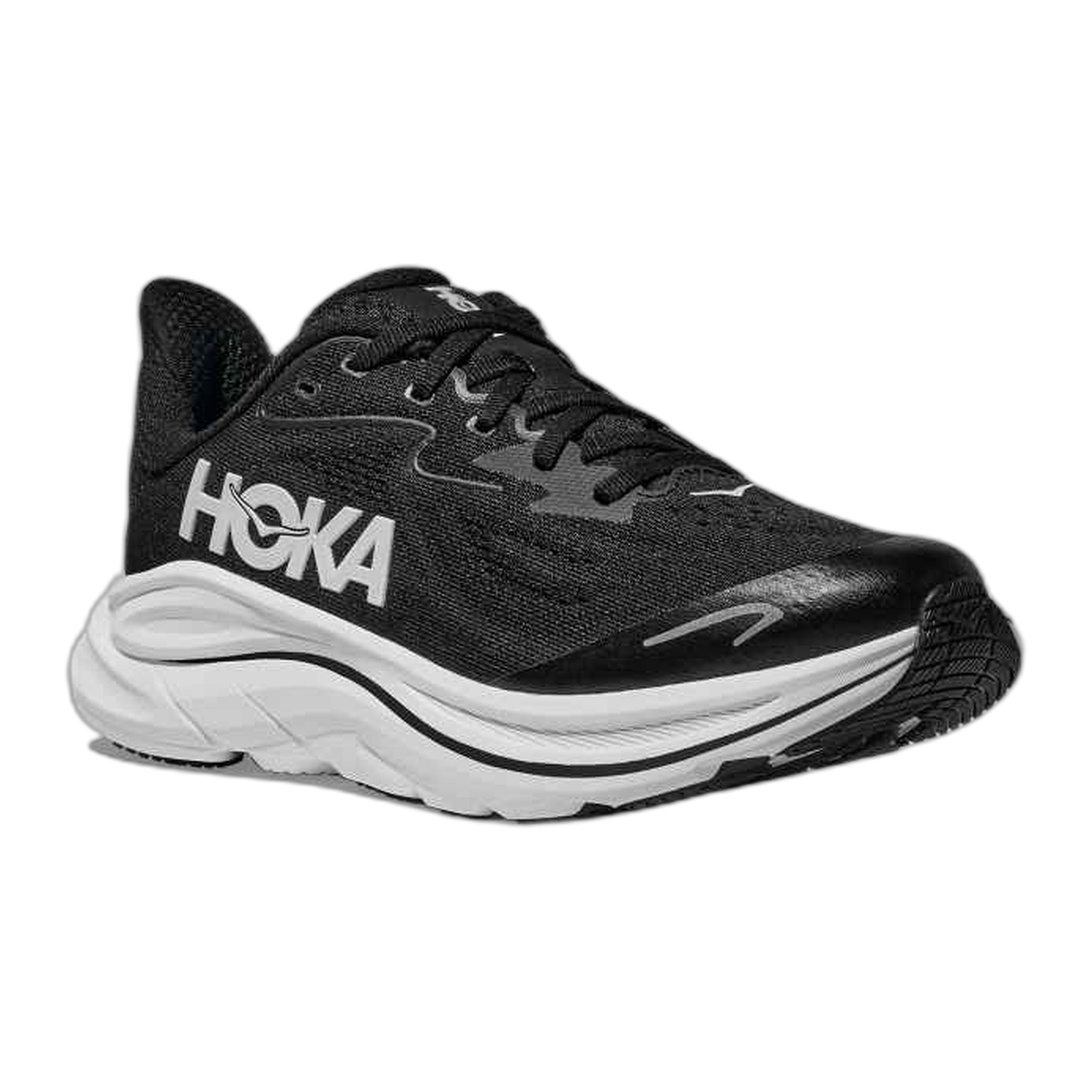 HOKA - Big Kids Clifton 10 - Black/White / M / 4