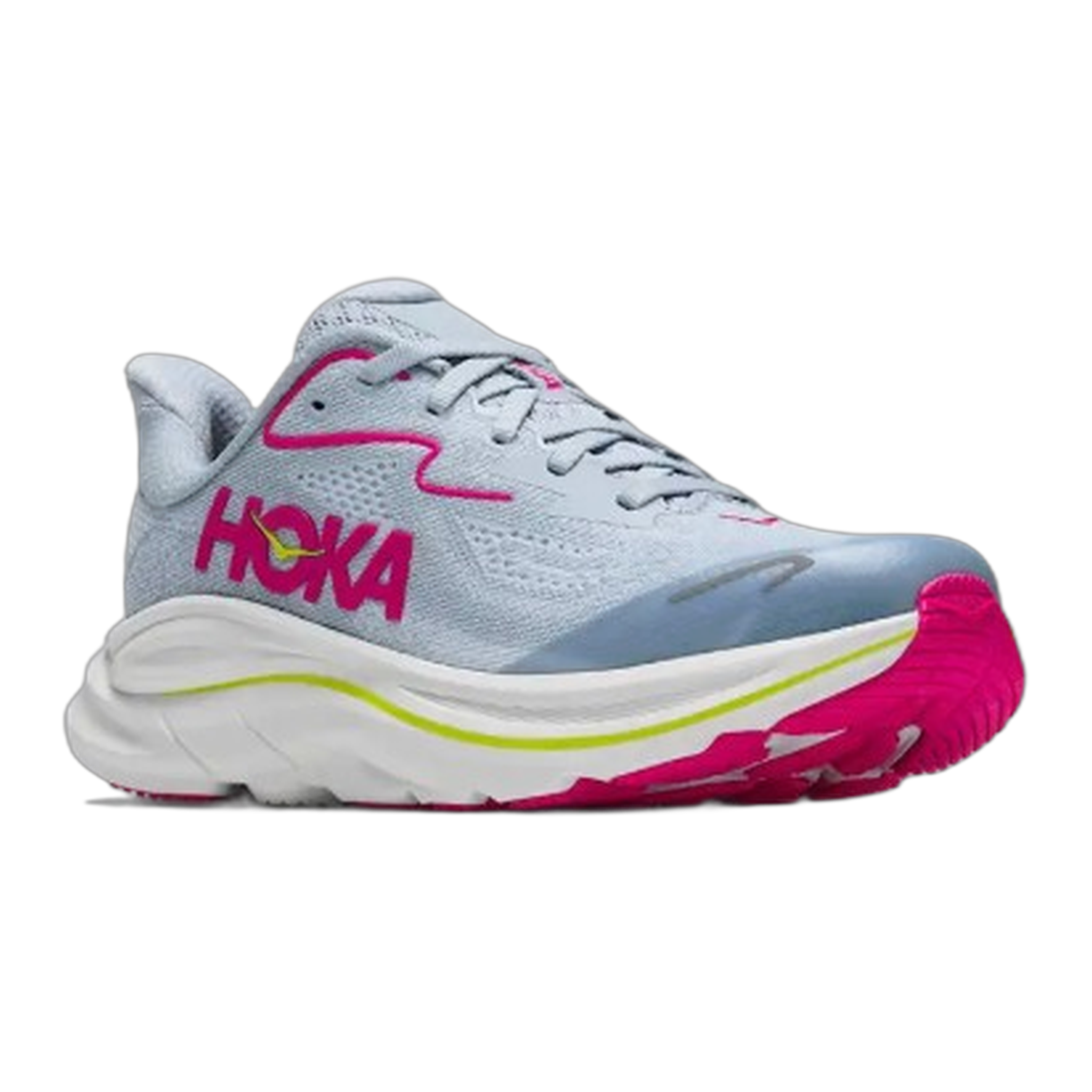 HOKA - Big Kids Clifton 10 - Overcast / Neon Dragonfruit / M / 3.5