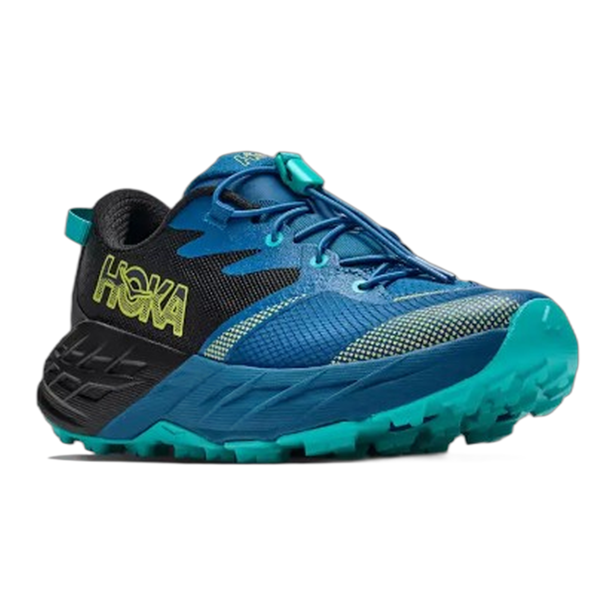 HOKA - Big Kids Speedgoat 7 - Black / Night Glow Blue / M / 4