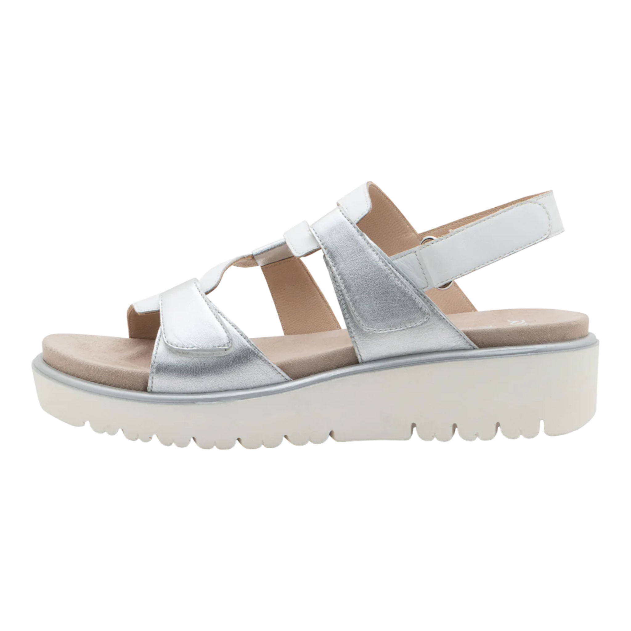 ara - Bayview Women's Triple Adjustable Wedge Sandal - Silver/Fog / M / 41