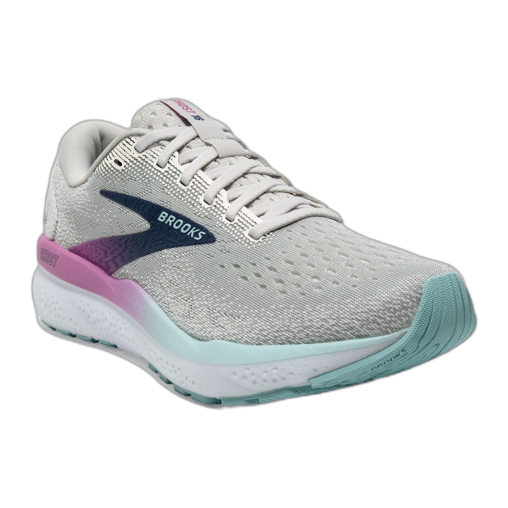 Brooks - Women's Ghost 16 - White/Grey/Estate Blue / M / 6