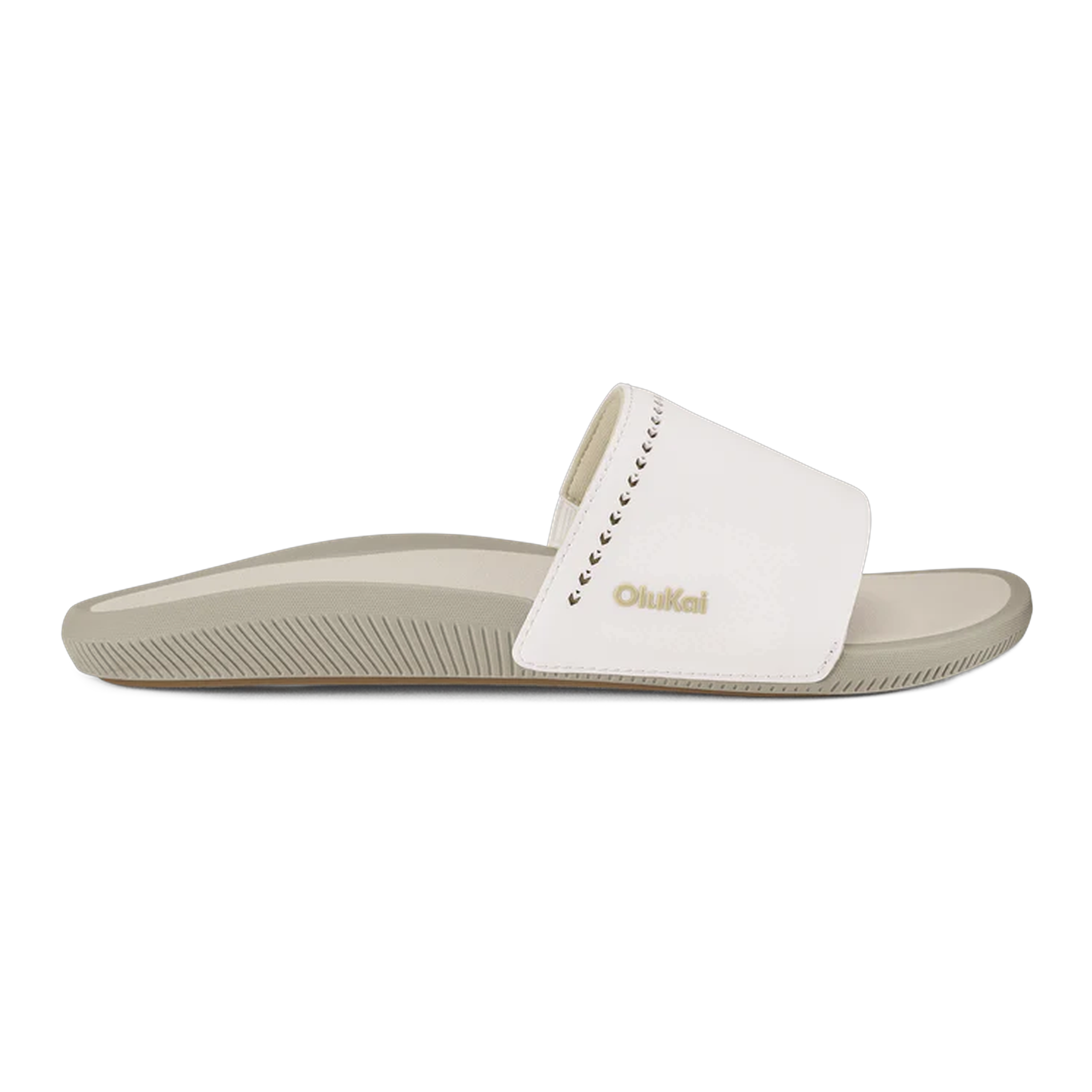 OluKai - Ulele Slide - Bright White/Tapa / M / 6