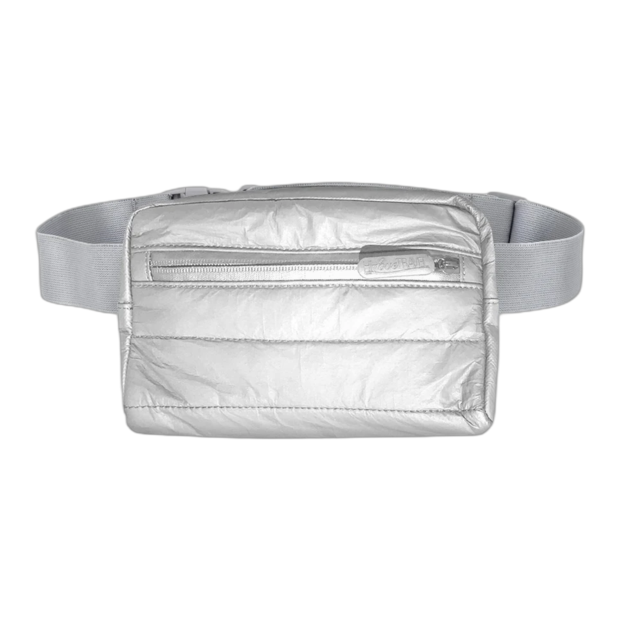 Hi, Love - Puffer Fanny Pack - Silver/Gray Strap
