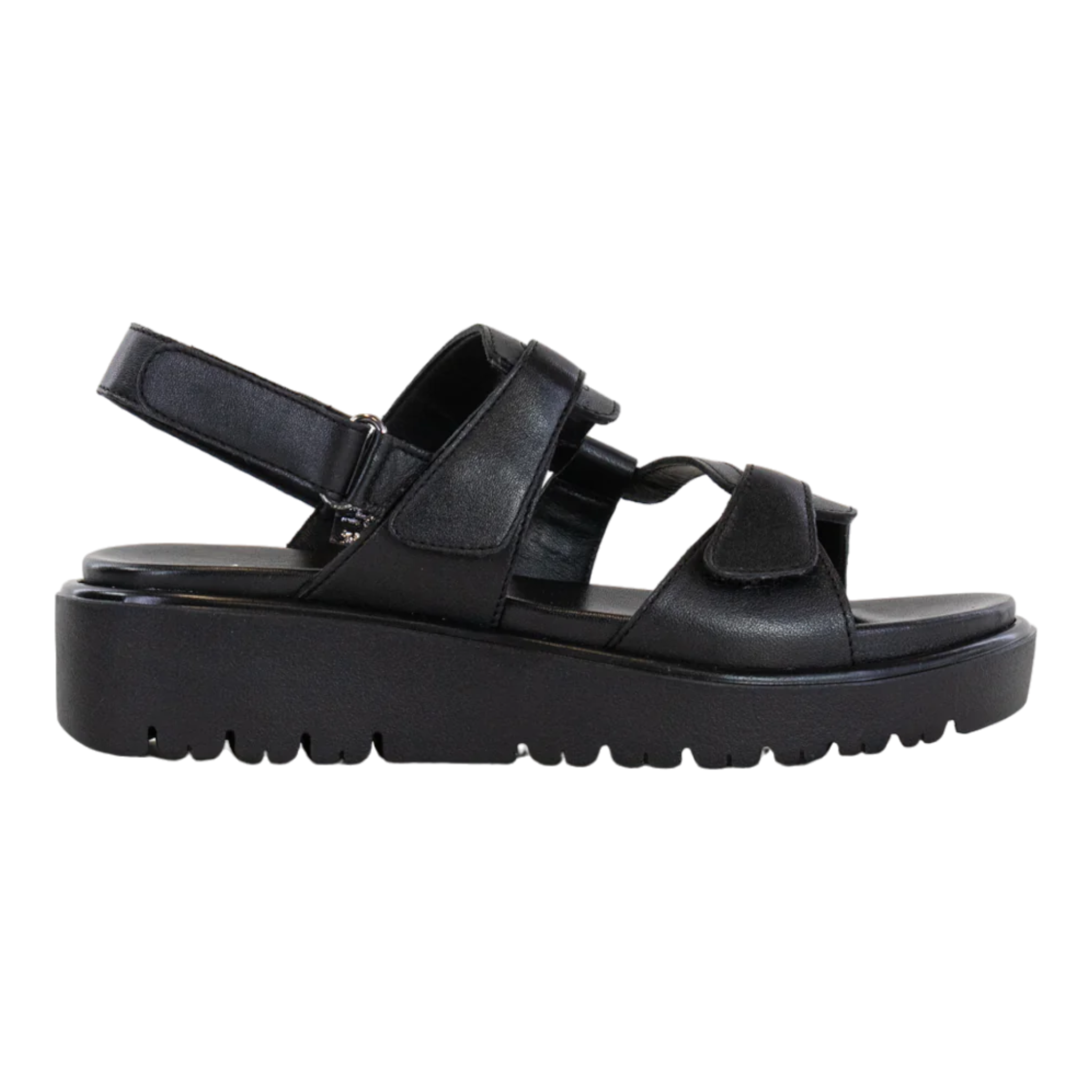 ara - Bayview Women's Triple Adjustable Wedge Sandal - Black Nappa / M / 42