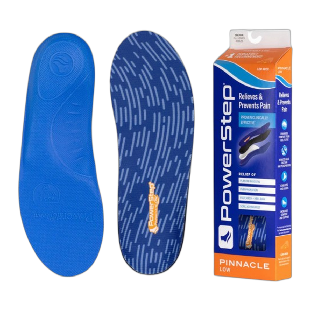 PowerStep Pinnacle Low Insoles | Flat Feet Pain Relief Orthotic, Pronation Inserts