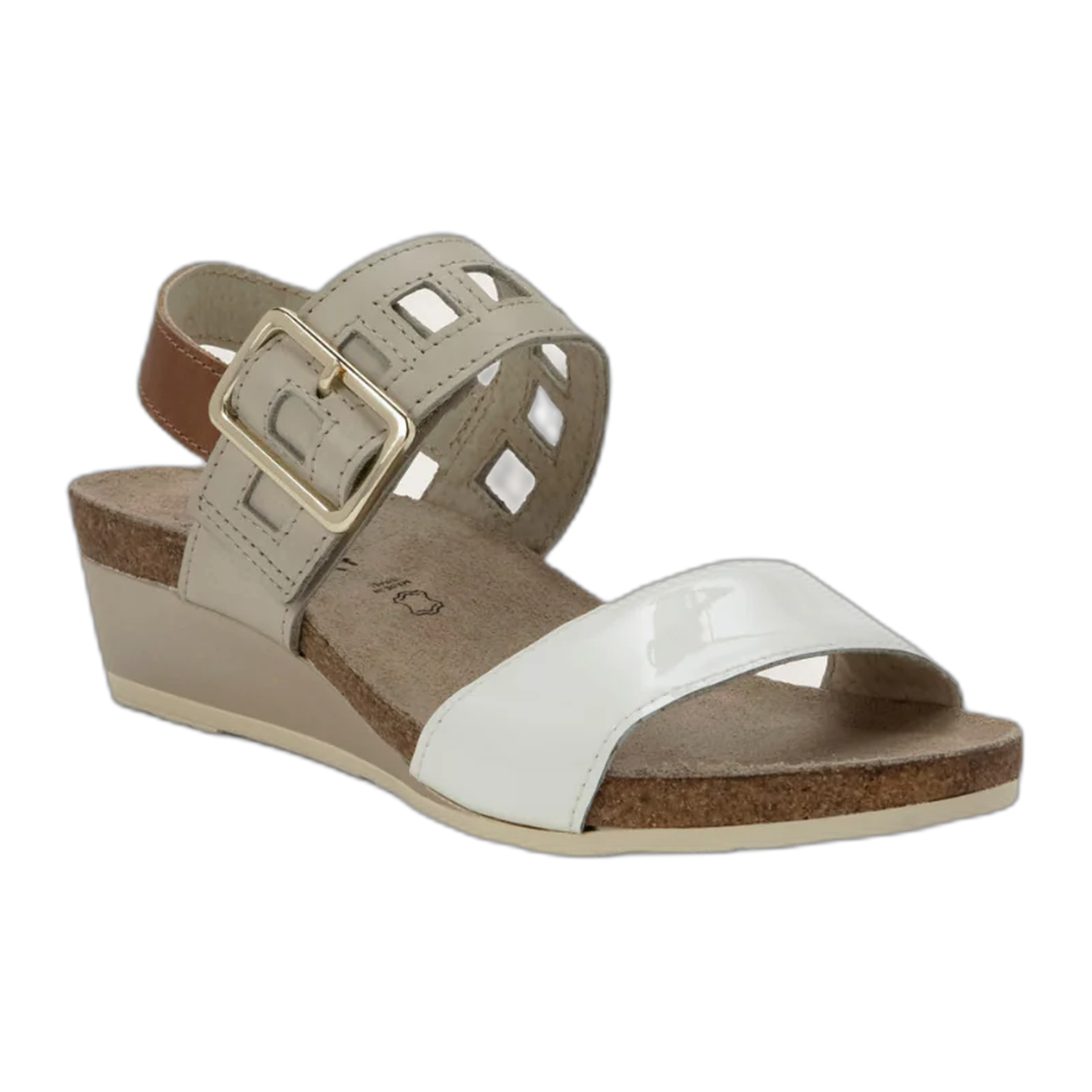 Naot - Dynasty - Porcelain Patent Leather/Ivory Leather/Latte Brown Leather / M / 36