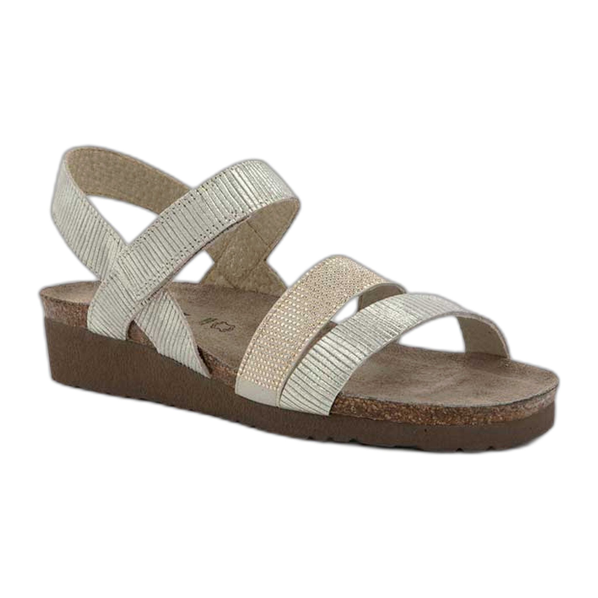 Naot - Krista - Platinum Striped Suede/Light Gold Ornament/Platinum Striped Suede / M / 35