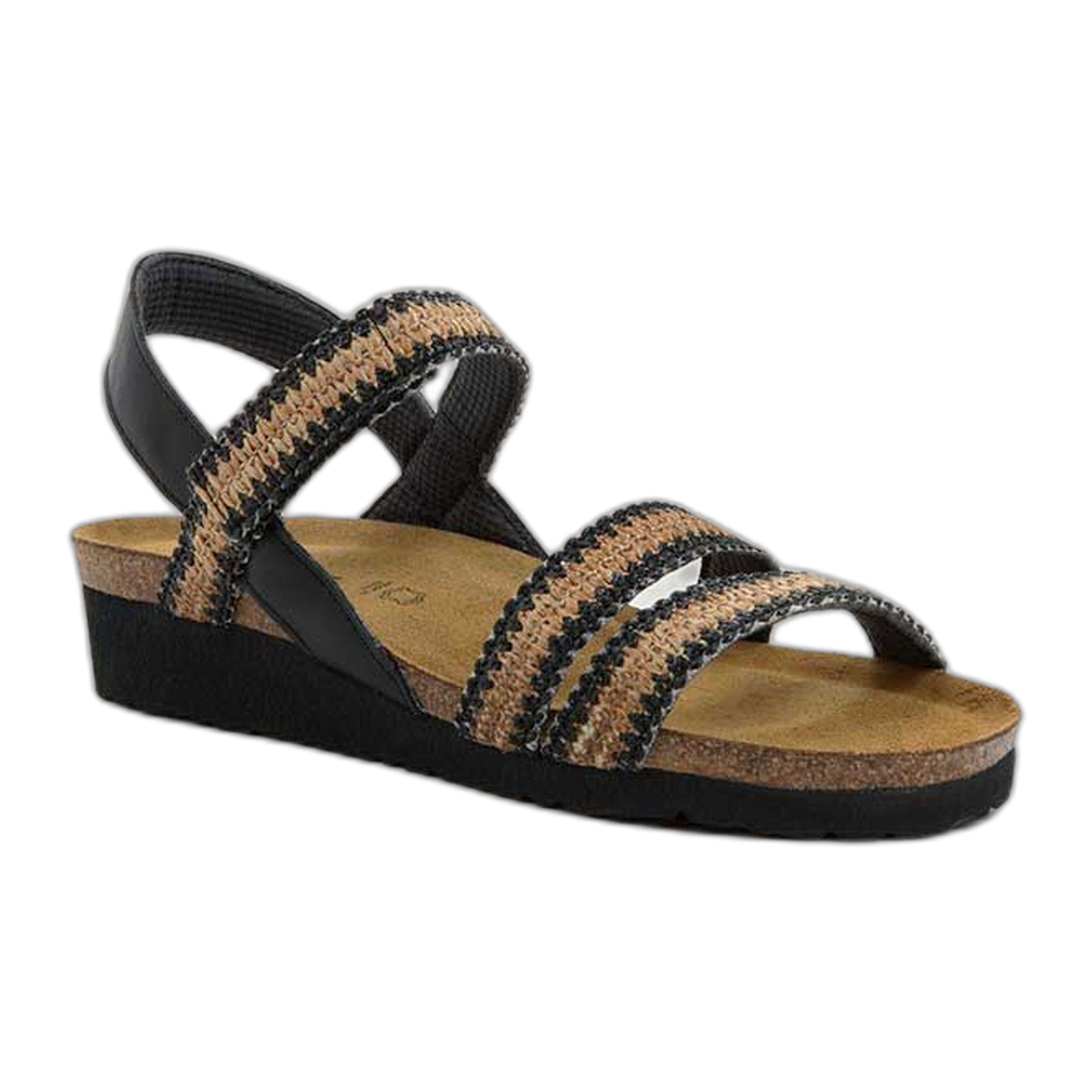 Naot - Kayla - Jet Black Leather/Black/Brown Raffia / M / 35