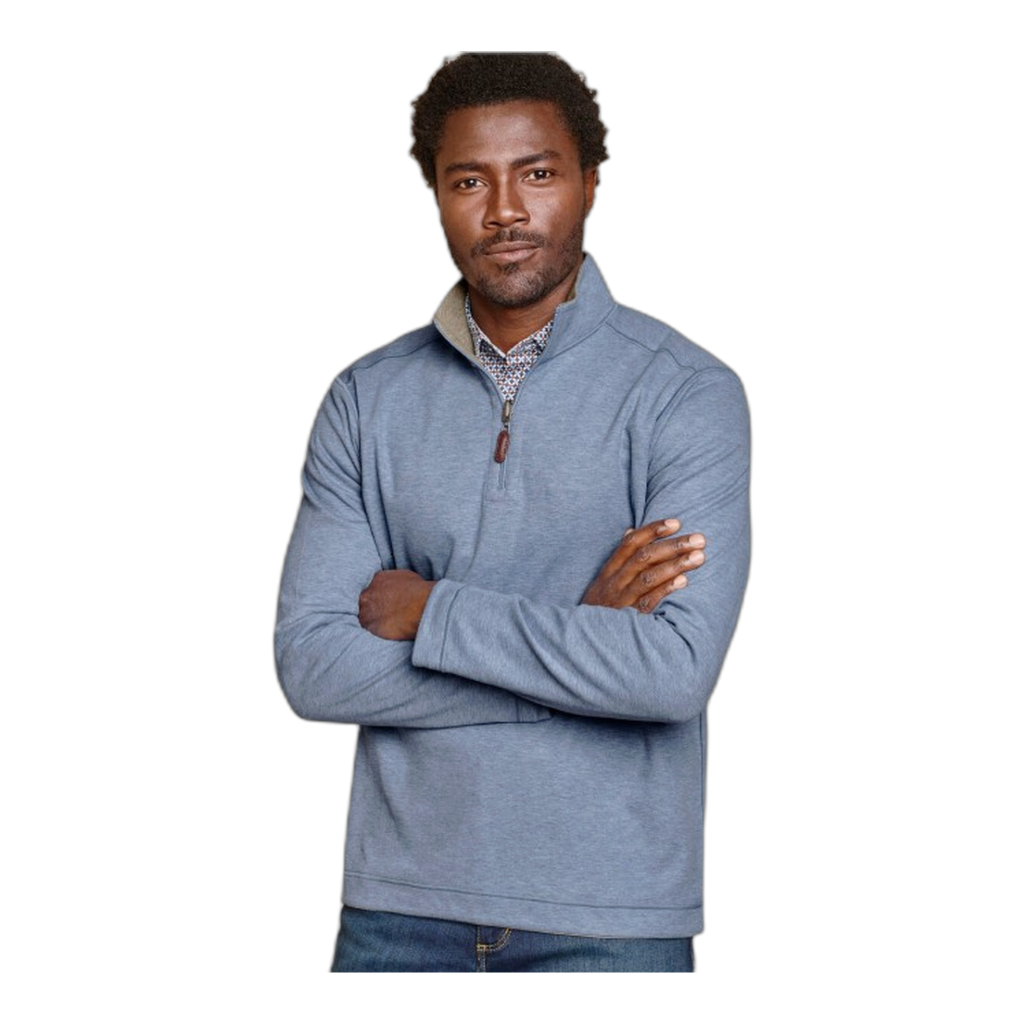 Johnston & Murphy - Icon Reversible Quarter-Zip - Light Blue/Taupe / L