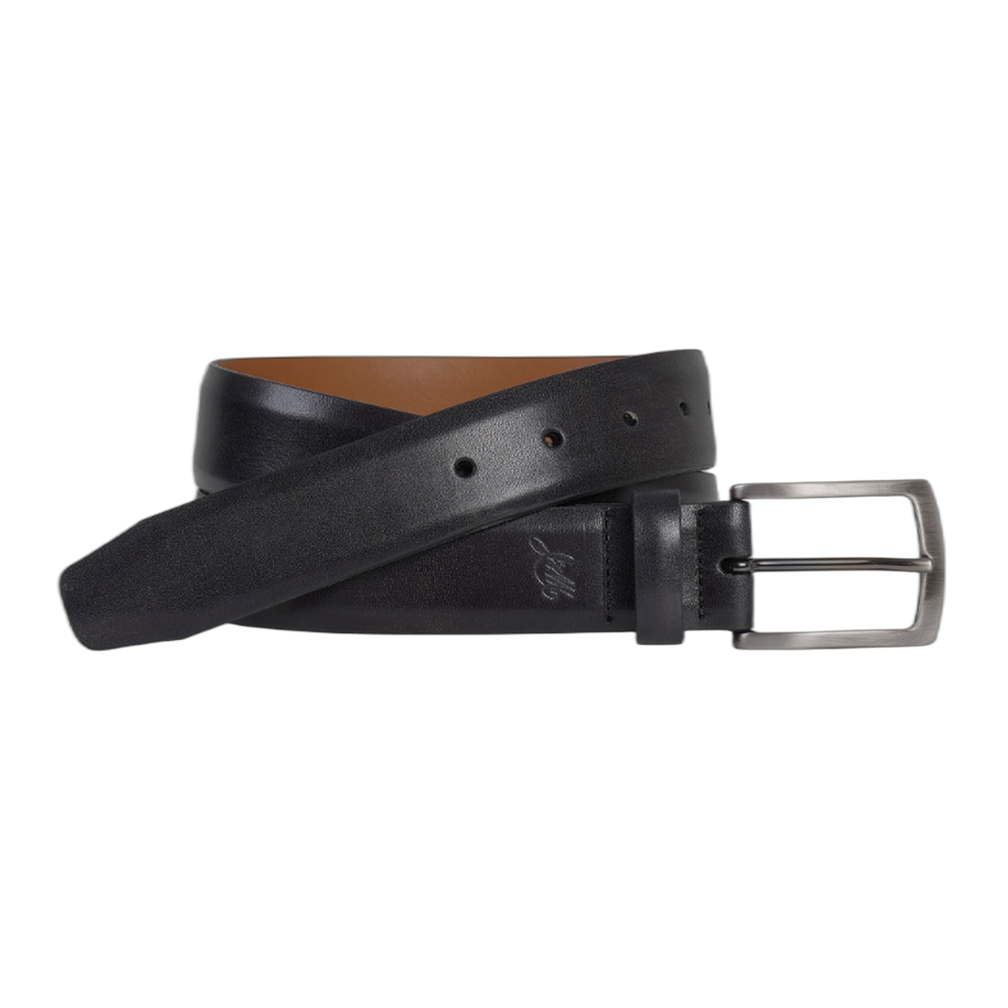 J&M Collection - Ellsworth Burnished Belt - Black / 34