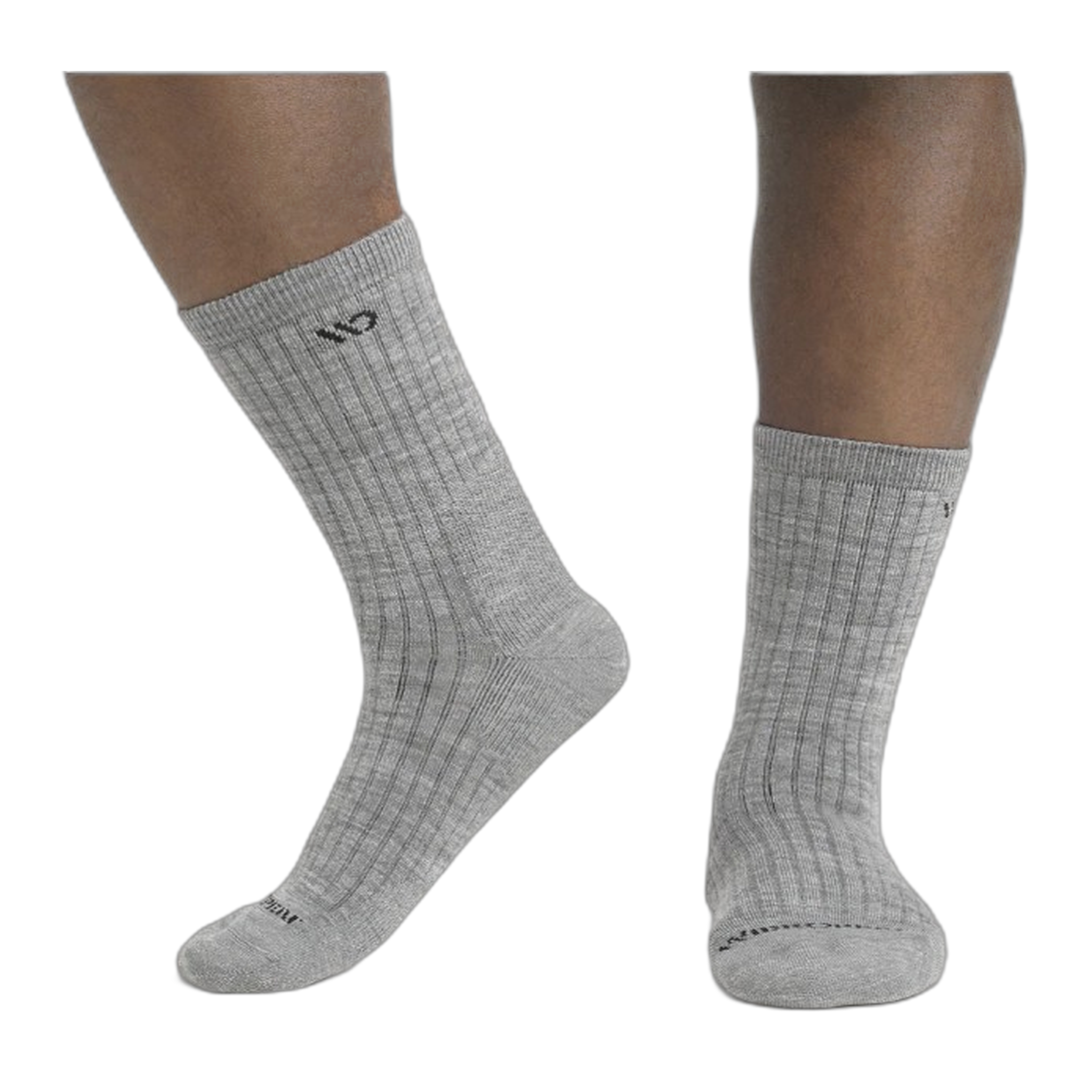 Wide Open - Men's Solid Cushioned Micro Crew Socks - Light Gray / M