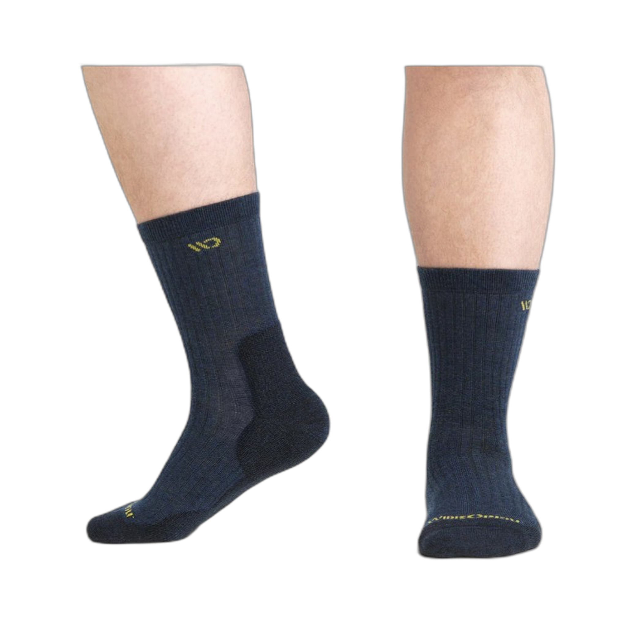 Wide Open - Men's Solid Cushioned Micro Crew Socks - Denim / L