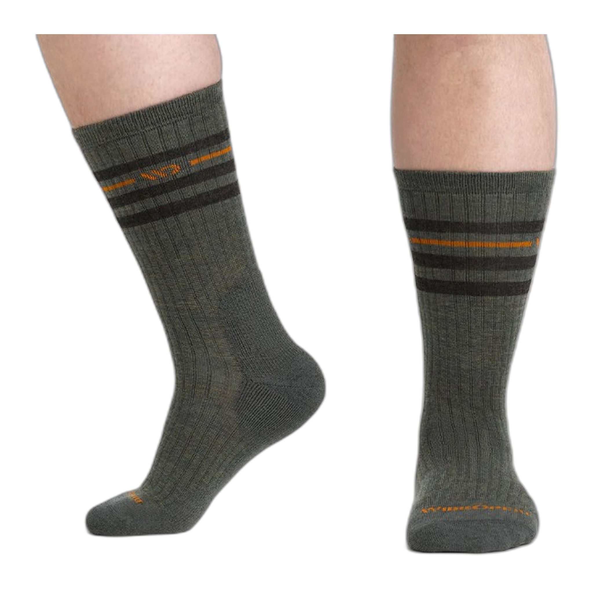 Wide Open - Men's Vintage Stripe Cushioned Crew Socks - Forest / M