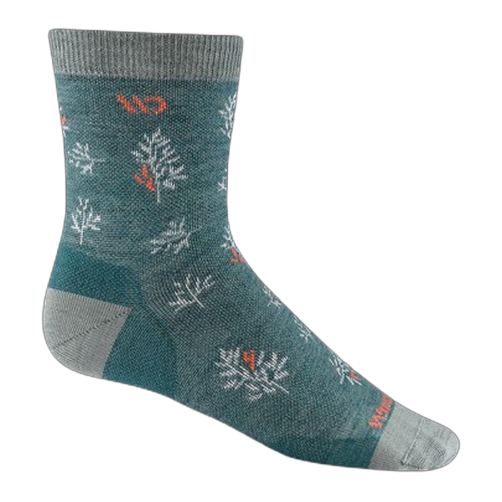 Wide Open - Women's Foliage Lightweight Micro Crew Socks - Teal / L