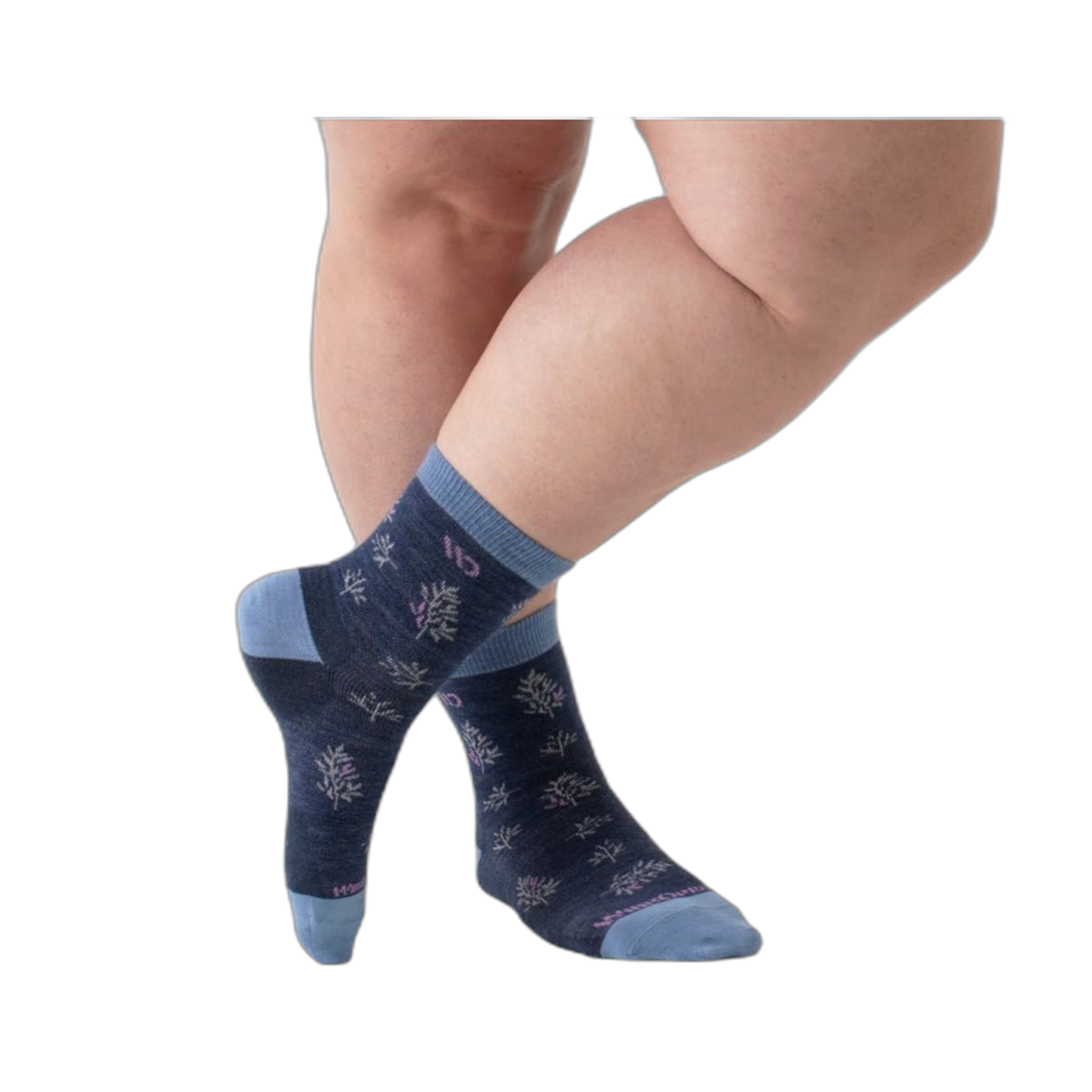 Wide Open - Women's Foliage Lightweight Micro Crew Socks - Denim / M