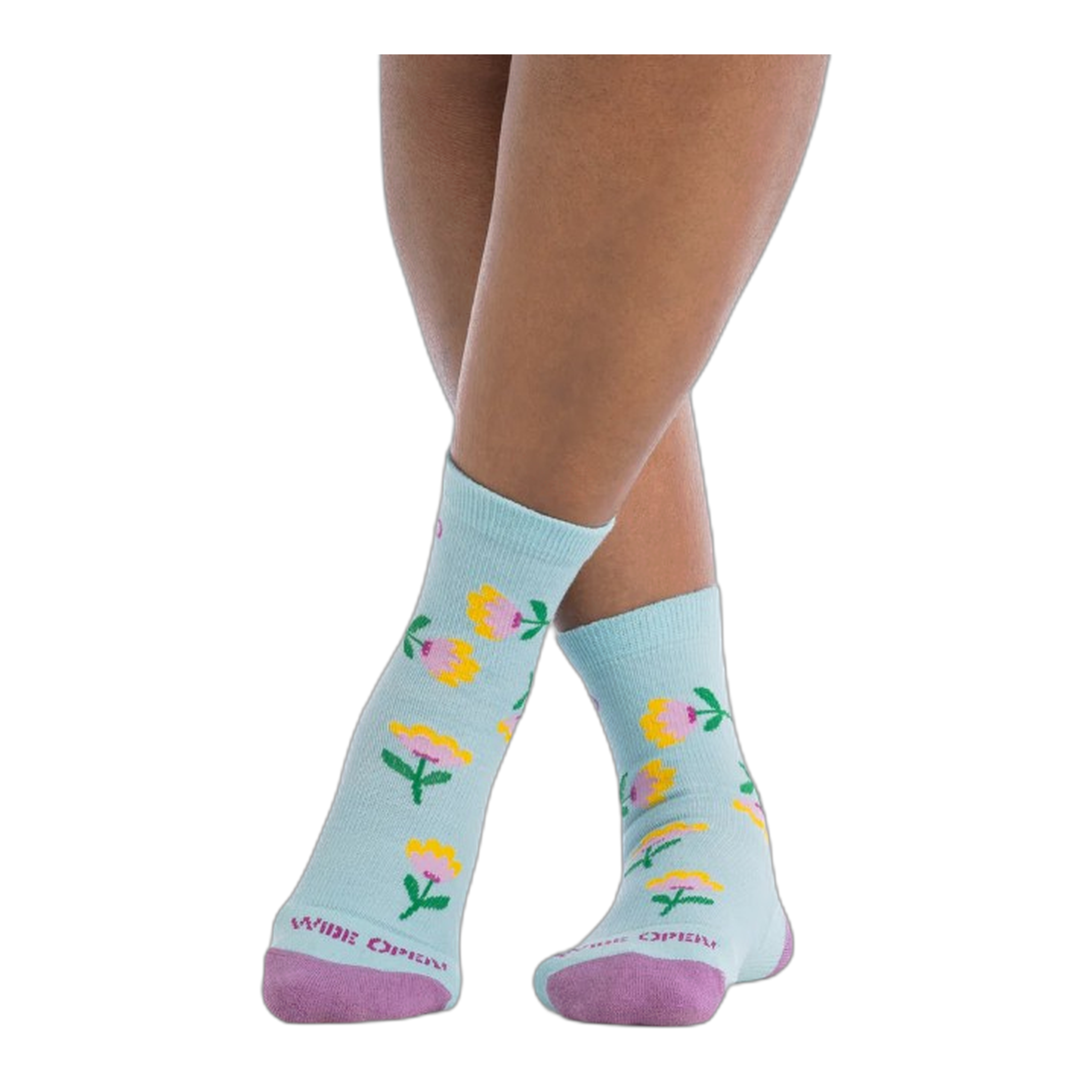 Wide Open - Women's Full Bloom Cushioned Micro Crew Socks - Viola Skylight / M