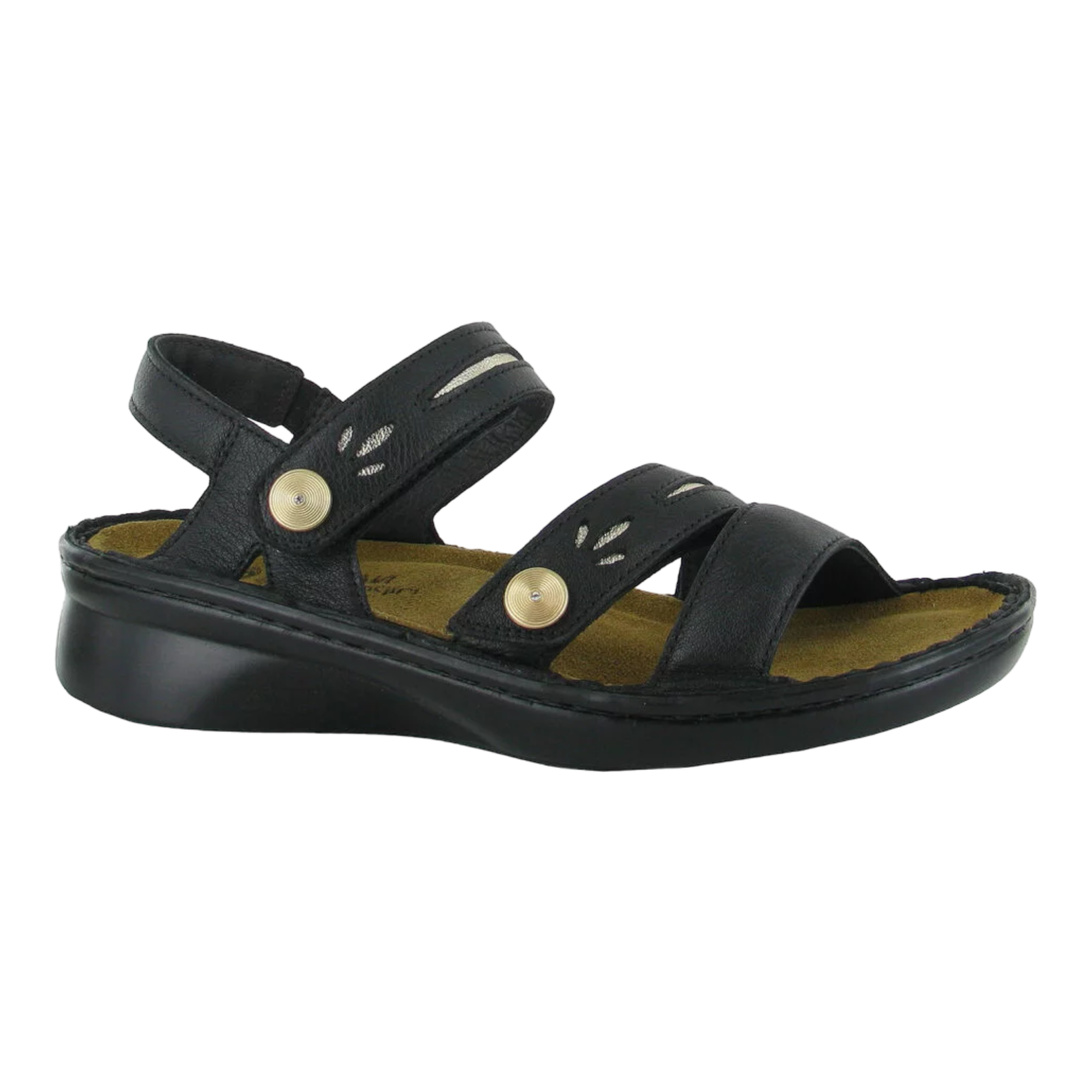 Naot - Cadence - Soft Black Leather/Glass Gold / M / 35