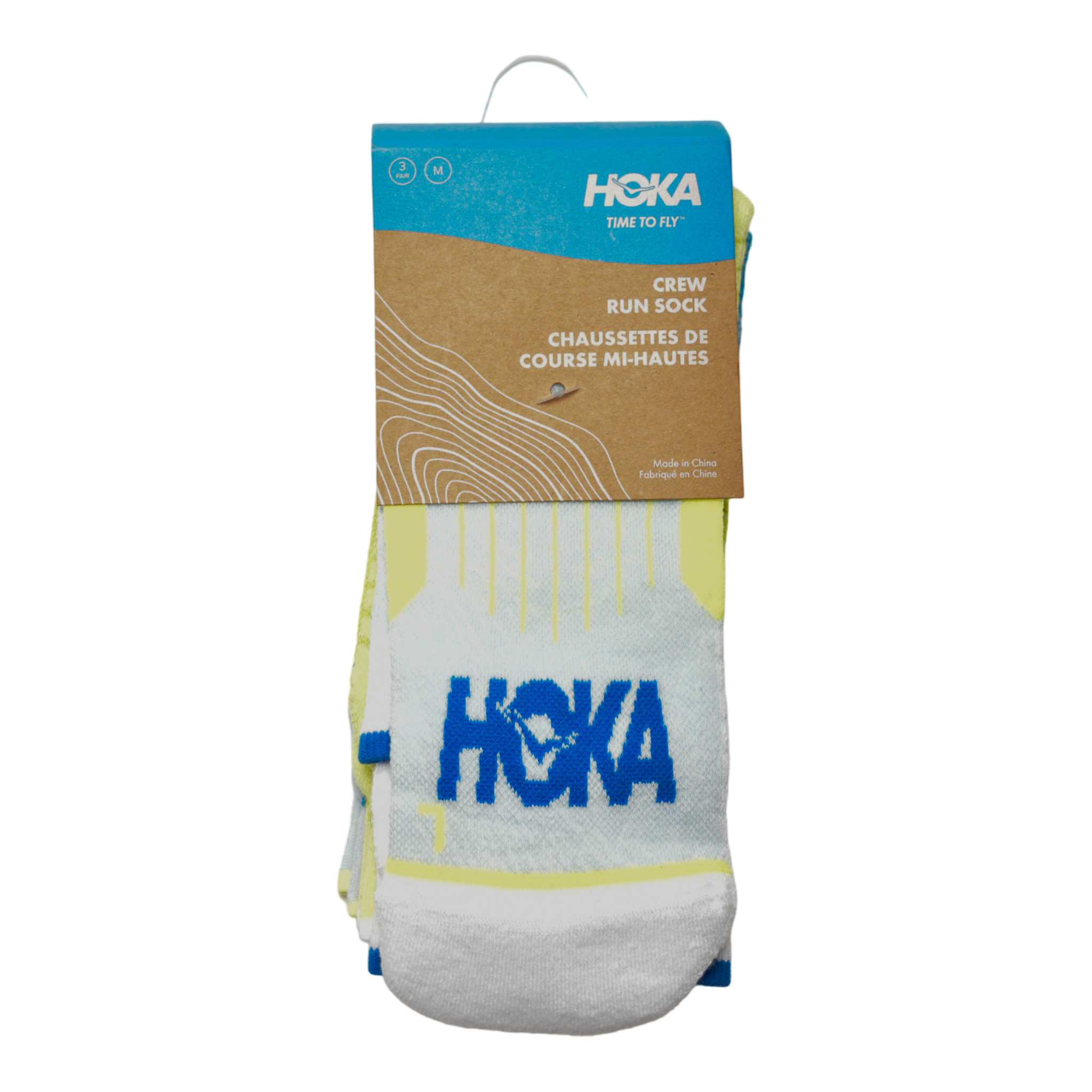 HOKA - All Gender Crew Run Sock 3-Pack - Diva Blue/Ice Water/Evening Primrose / L