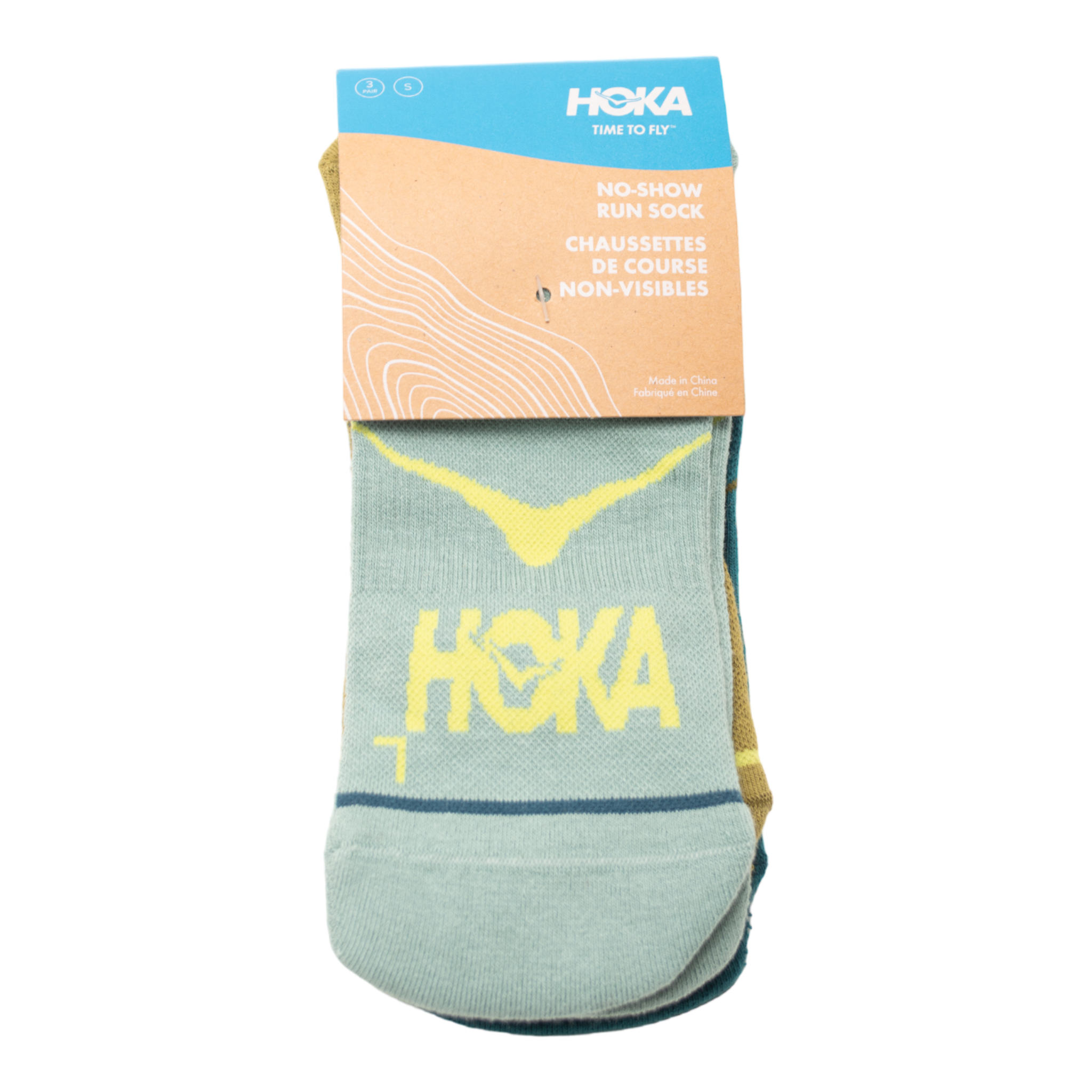 HOKA - All Gender No-Show Run Sock 3-Pack - Diva Blue/Ice Water/Evening Primrose / S