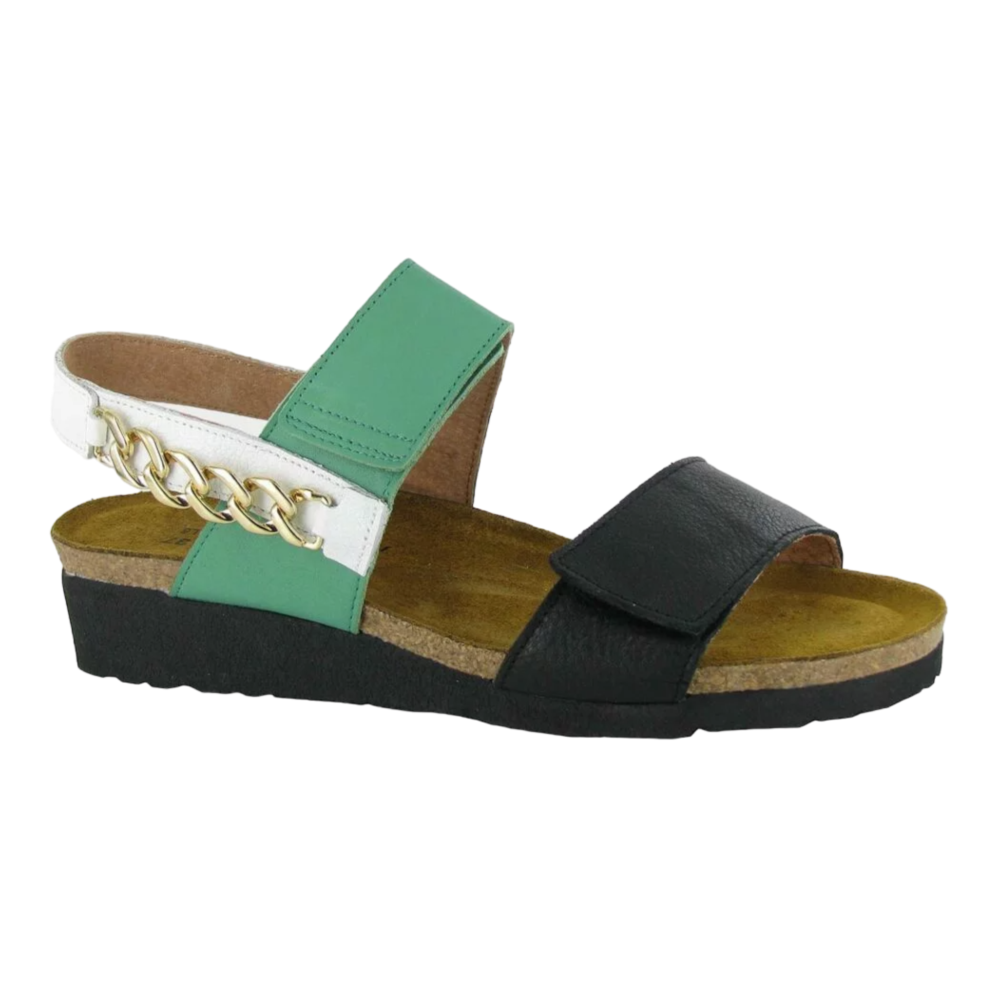 Naot - Eliana - Black/Jade/White Leather Combination / M / 36