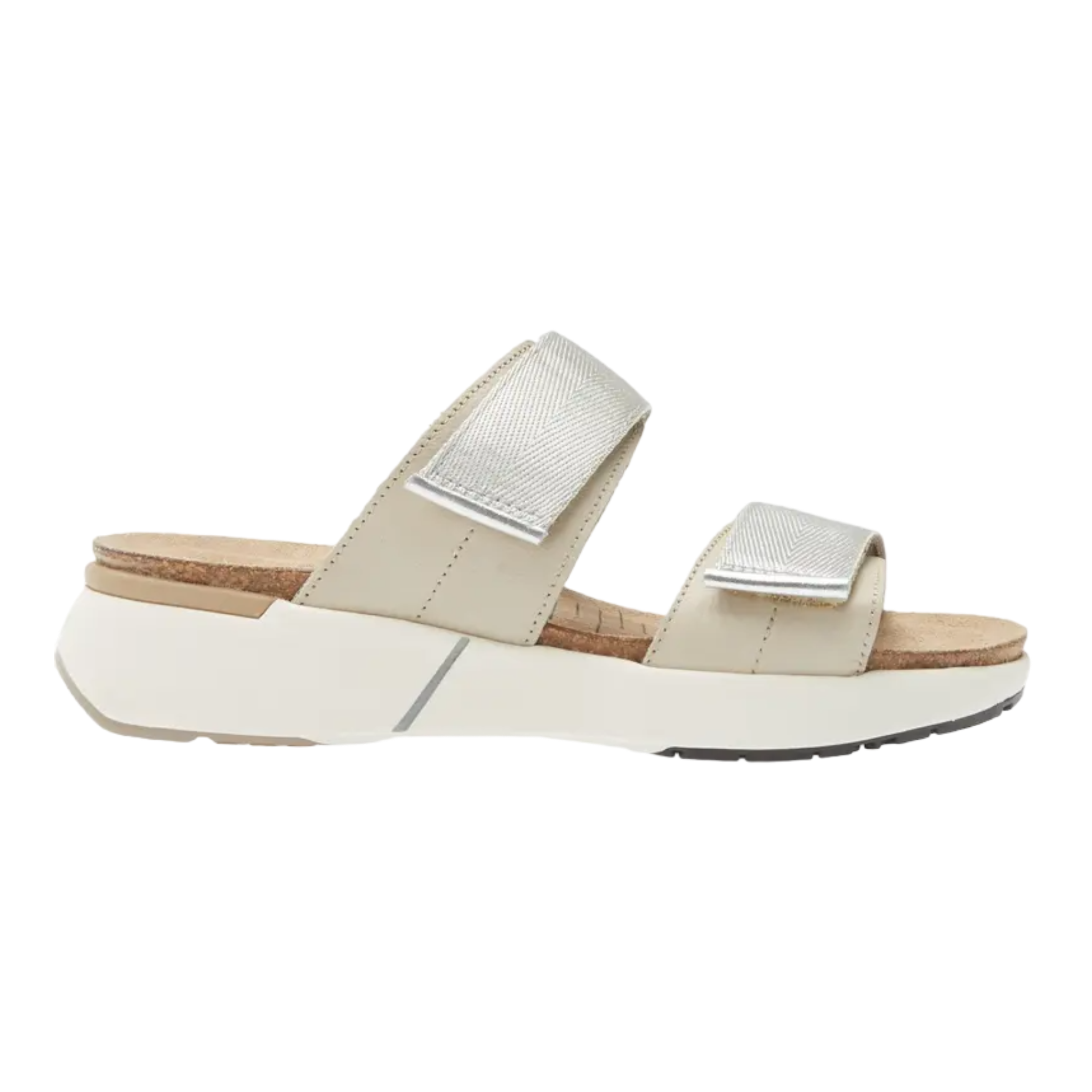 Naot - Calliope - Soft Ivory Leather/Soft Silver Leather/Silver Gray Woven Strap / M / 36