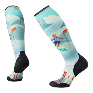 Women's Ski Targeted Cushion Snow Bunny Print Over The Calf Socks