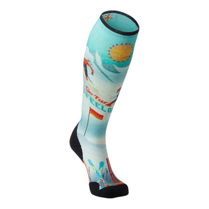 Women's Ski Targeted Cushion Snow Bunny Print Over The Calf Socks