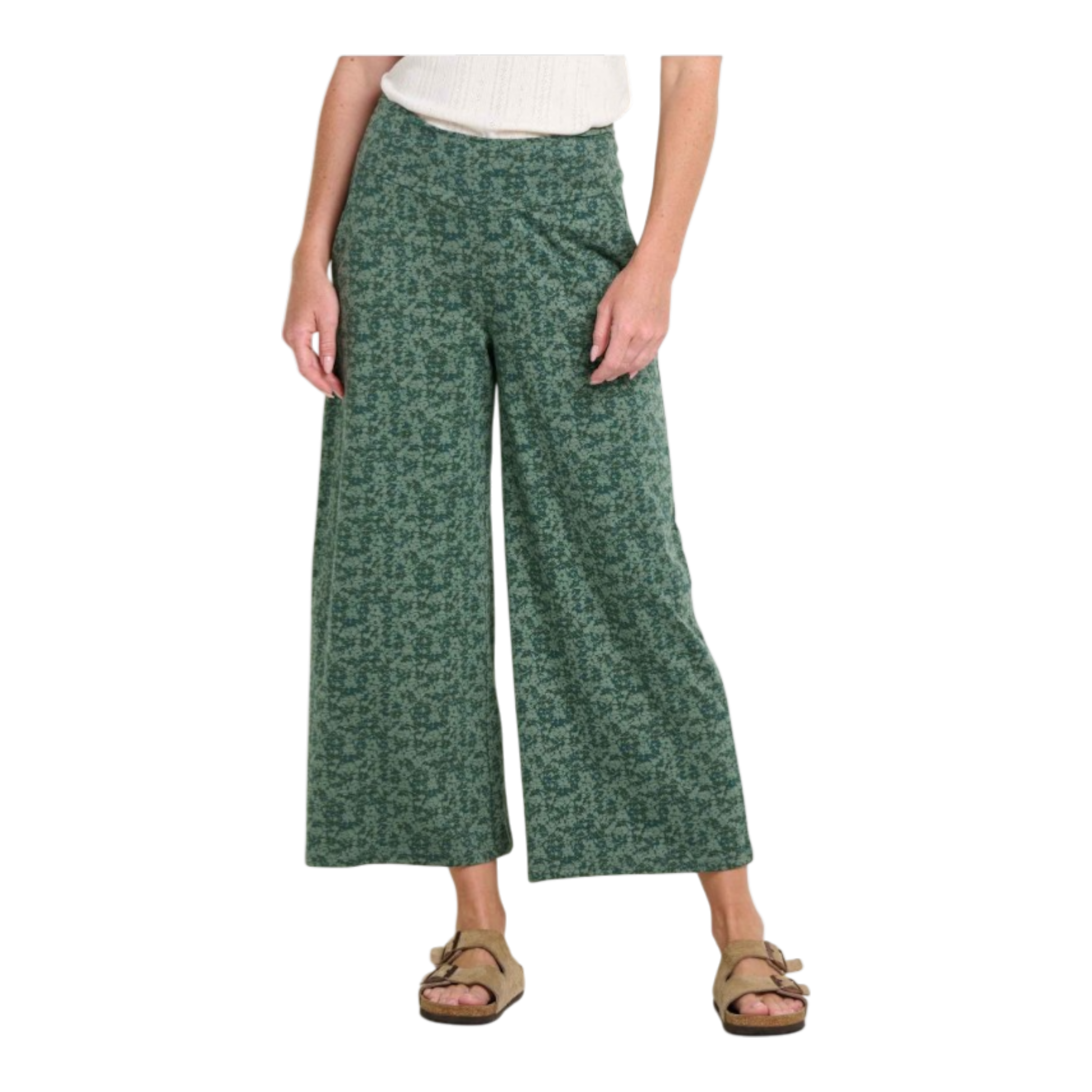 Toad&Co - Chaka Wide Leg Crop Pant - Cilantro Print / One Size / XS