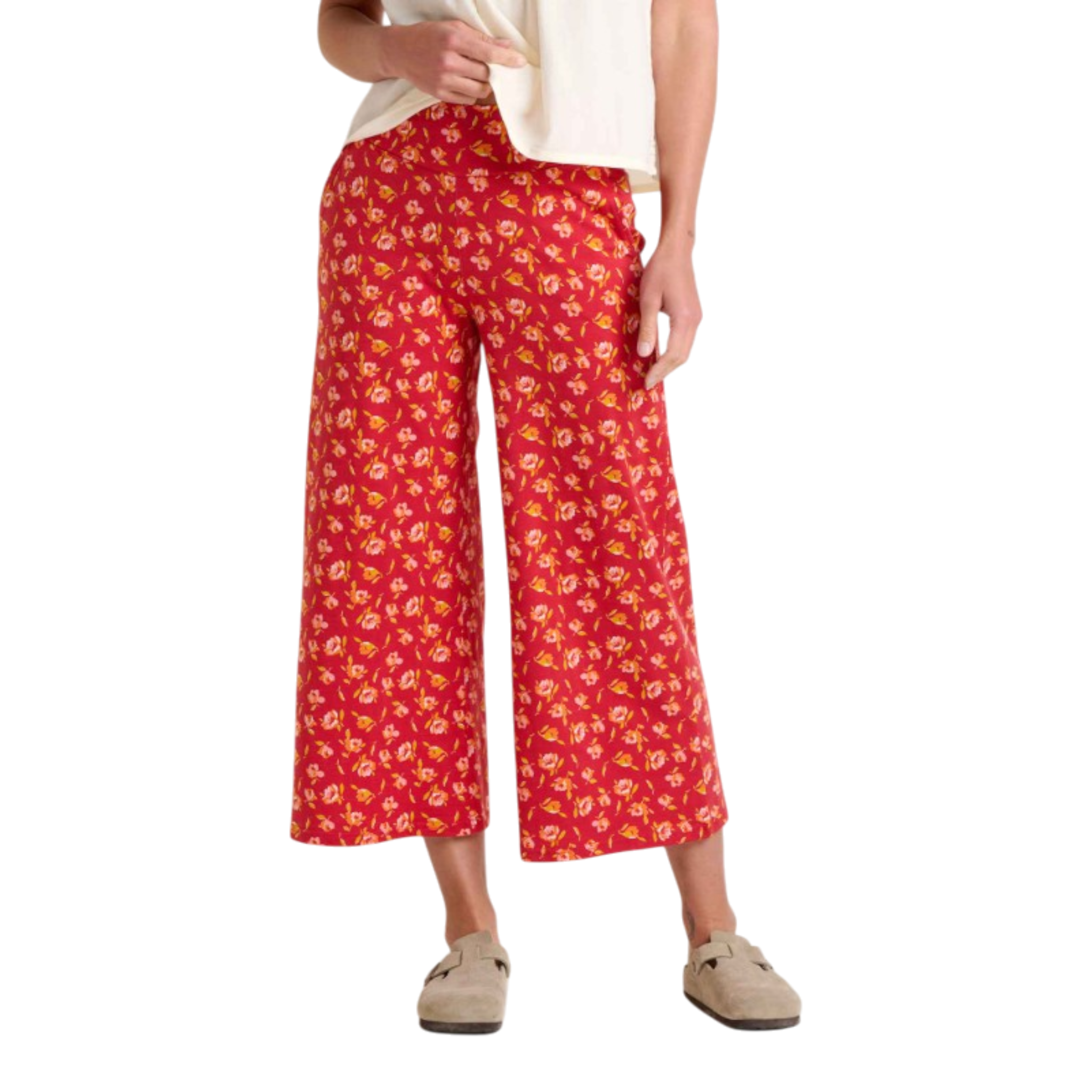 Toad&Co - Chaka Wide Leg Crop Pant - Crabapple Print / One Size / XS