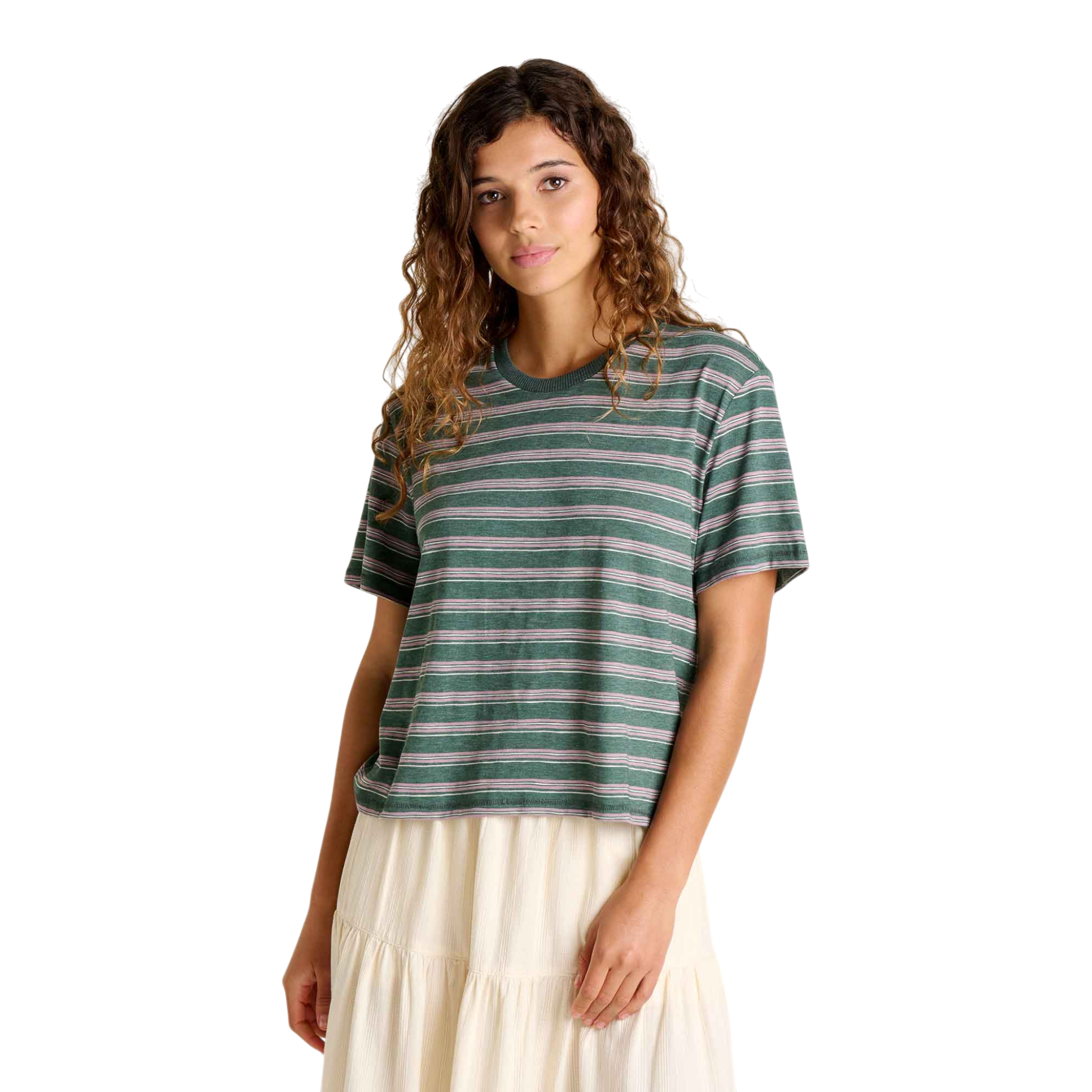 Toad&Co - Women's Boundless Jersey Crew - Cilantro Pattern / S