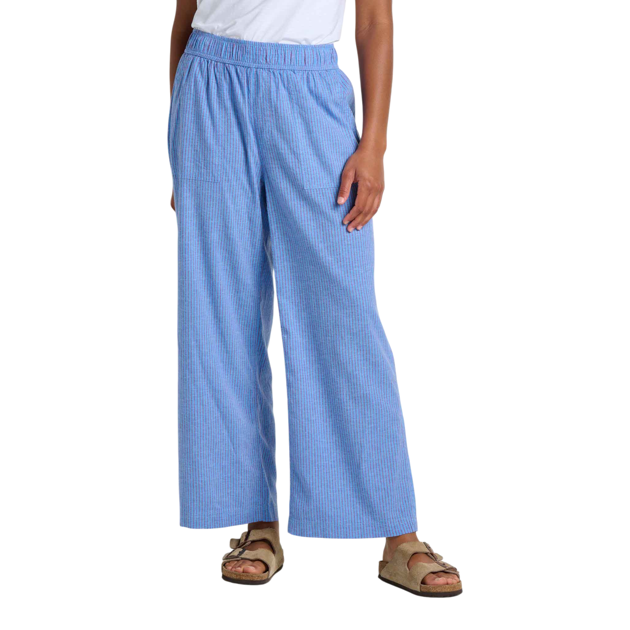 Toad&Co - Taj Hemp Wide Leg Pant - Blue Jay Railroad Stripe / One Size / XS
