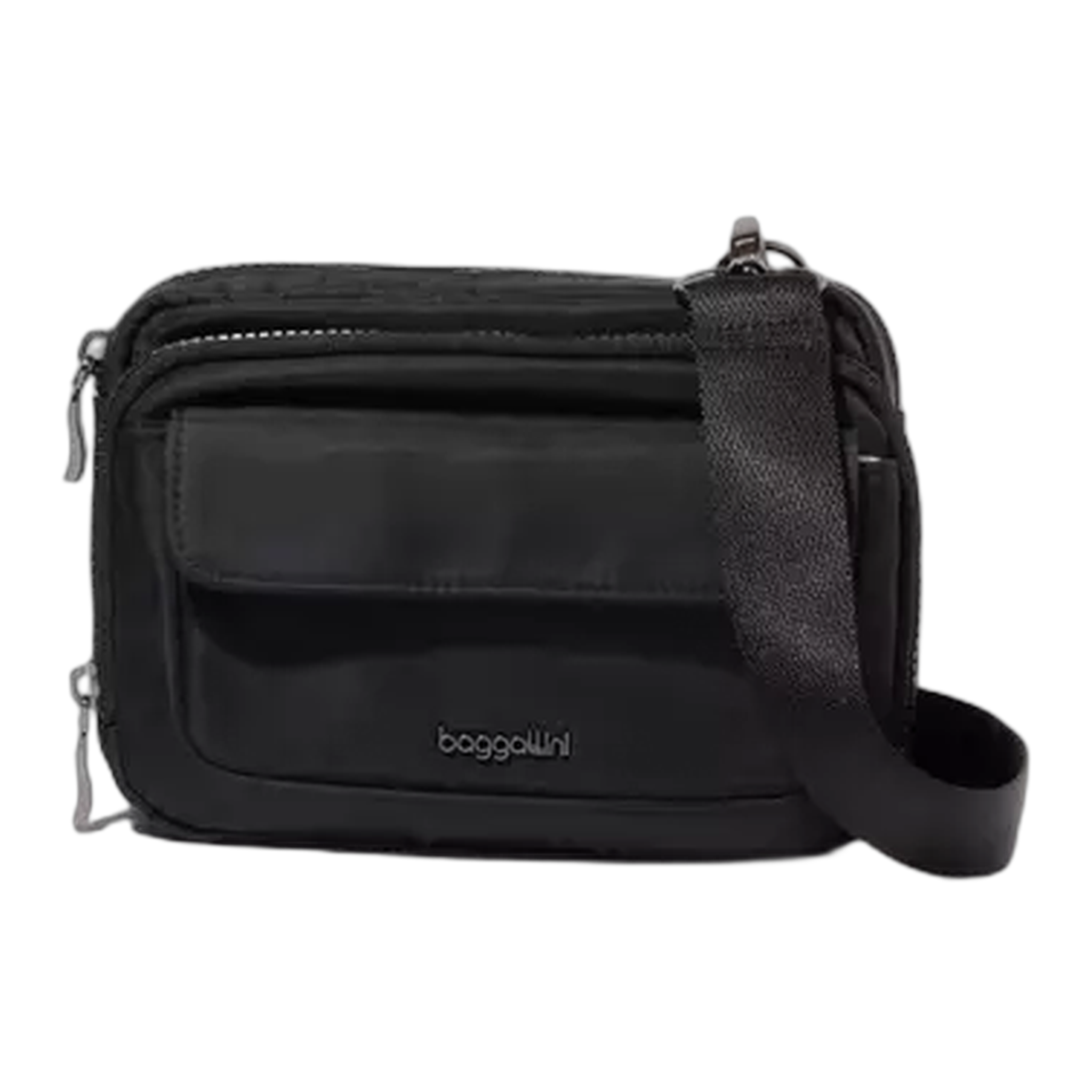 Baggillini - Modern Everywhere Double Zip Crossbody - Black Twill