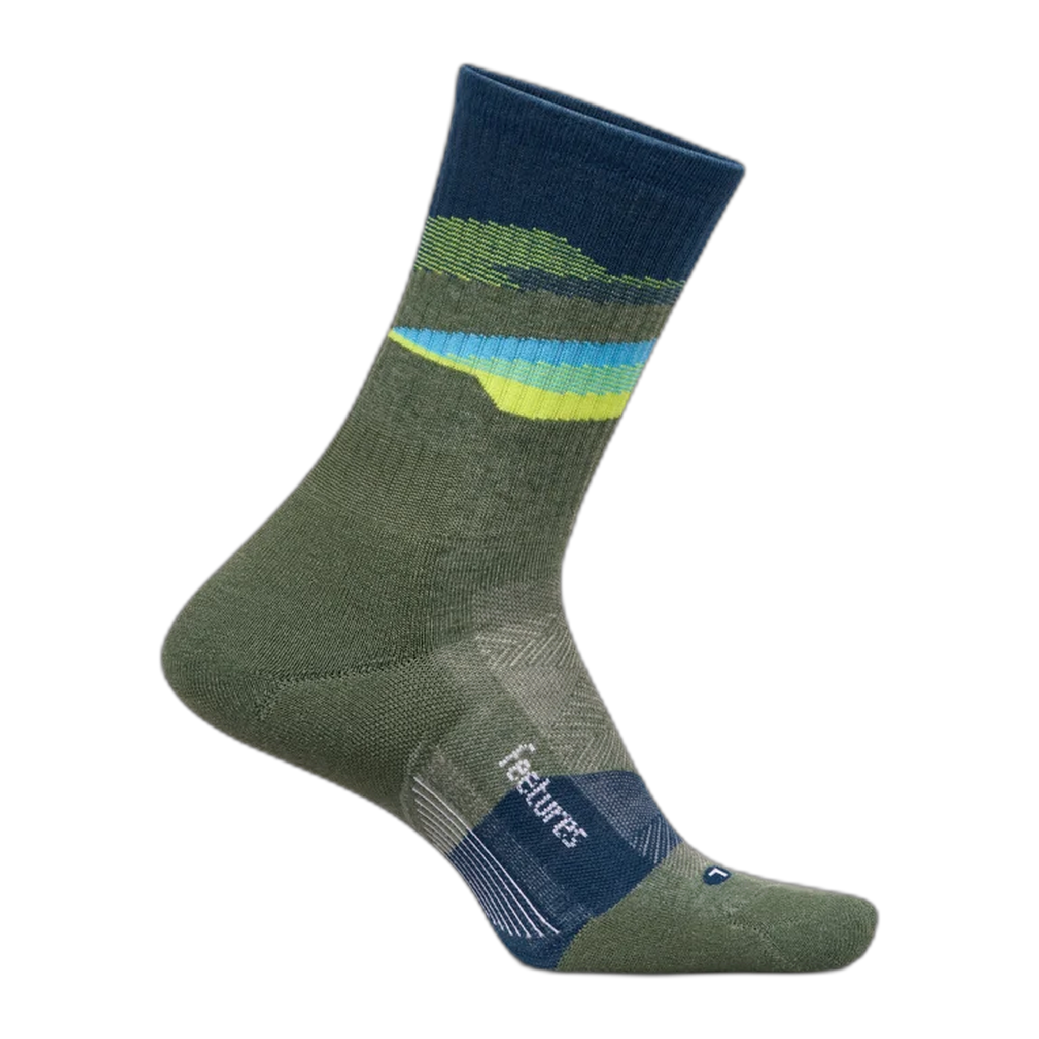 Feetures - Trail Max Cushion Mini Crew Sock - Tectonic Green / M