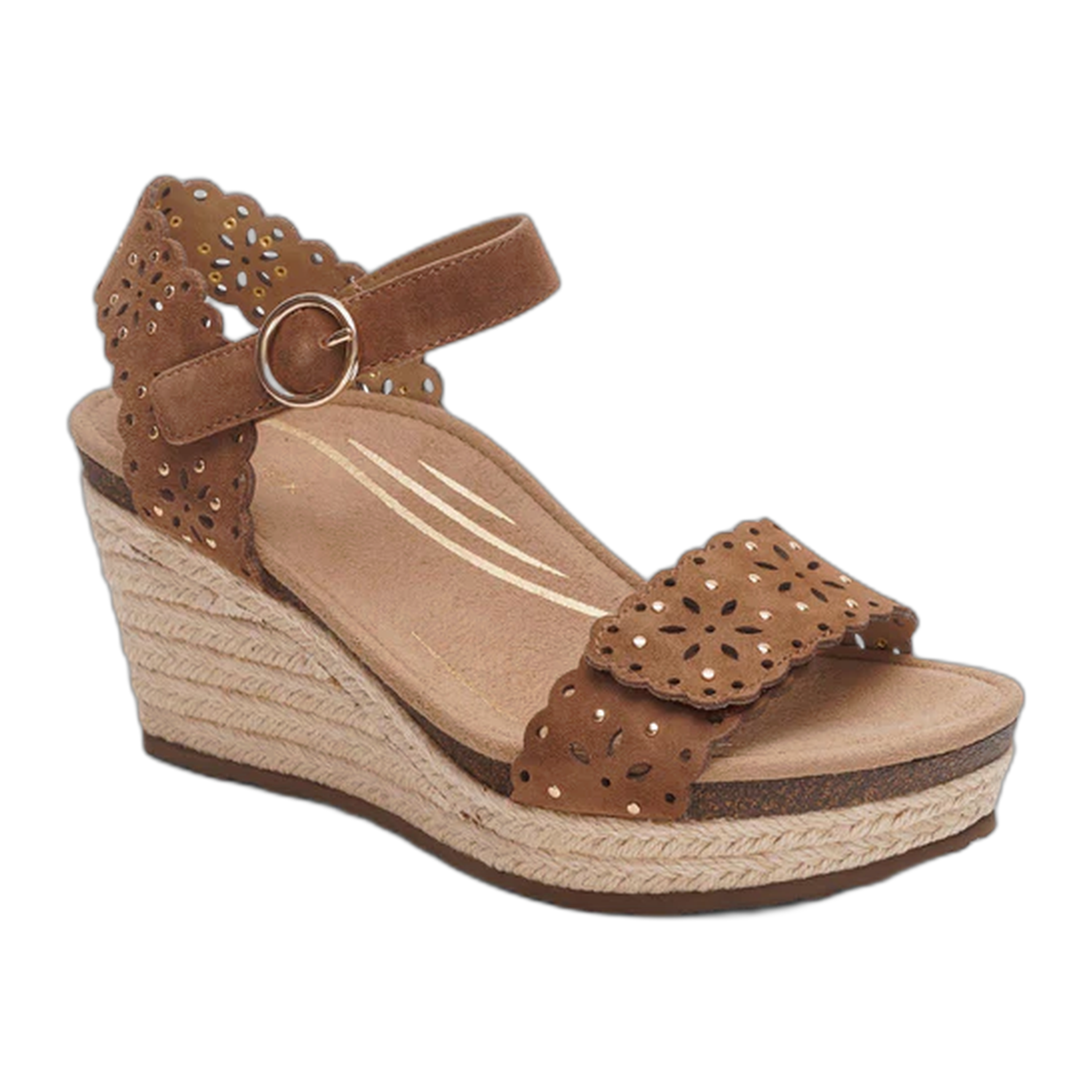Aetrex - Sydney Quarter Strap Espadrille Wedge - Scotch Cutout / M / 37