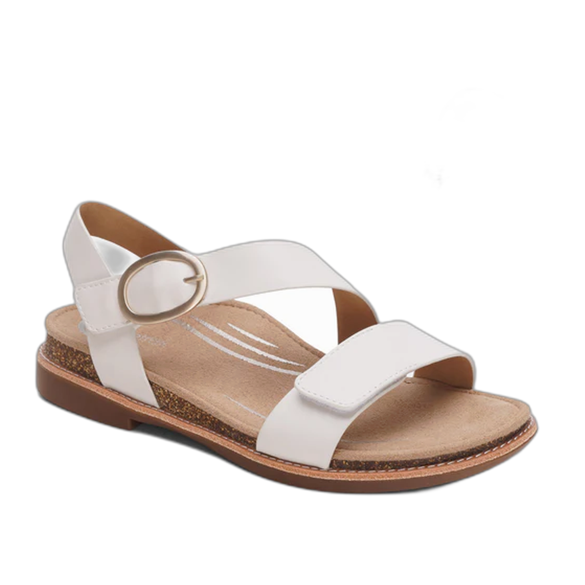 Aetrex - Tamara Asymmetrical Quarter Strap Sandal - Ivory / M / 37