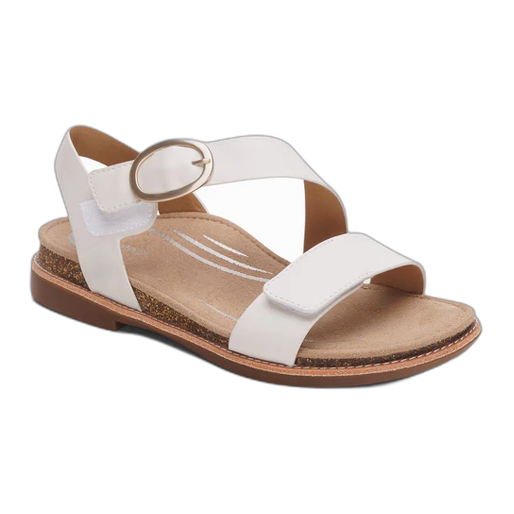 Aetrex - Tamara Asymmetrical Quarter Strap Sandal - Ivory / M / 37
