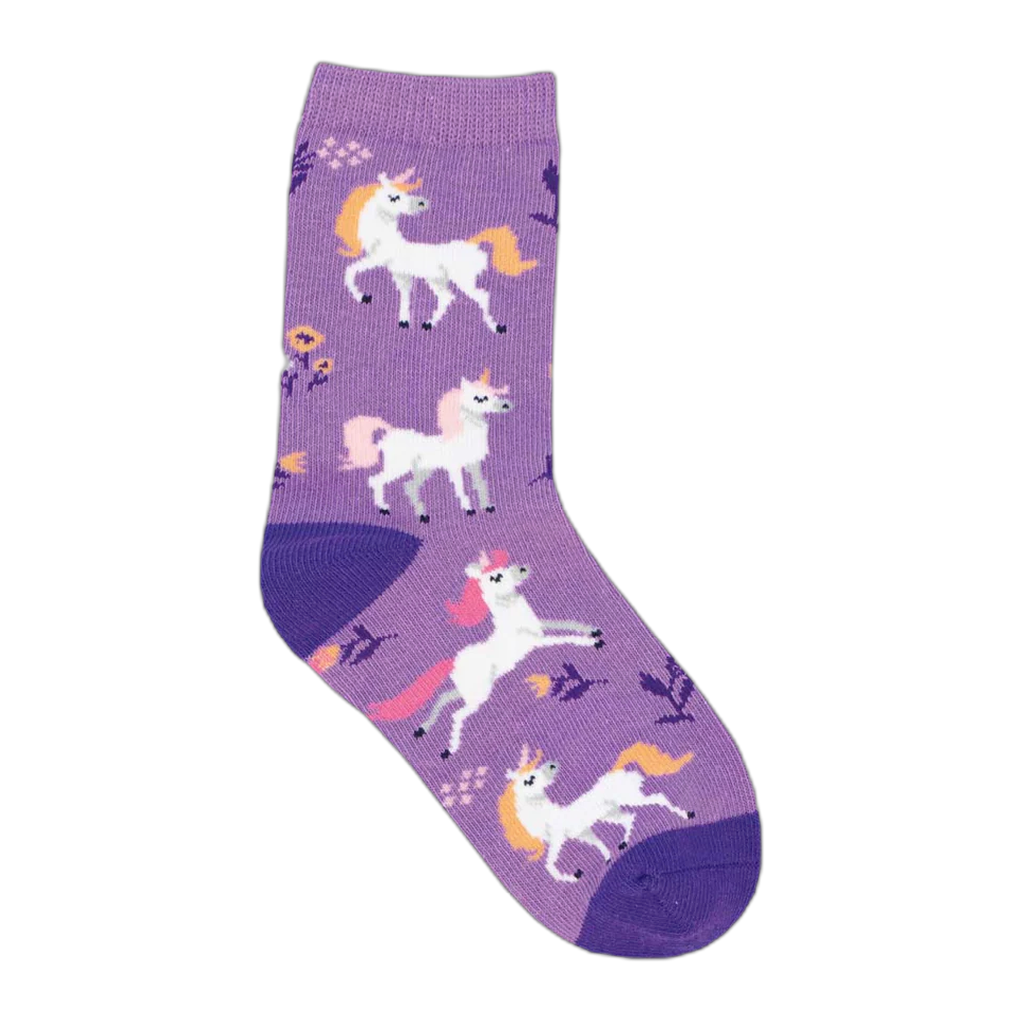 Socksmith - Kids Unicorn Flowers (2-4 Years) - Purple / ONE SIZE