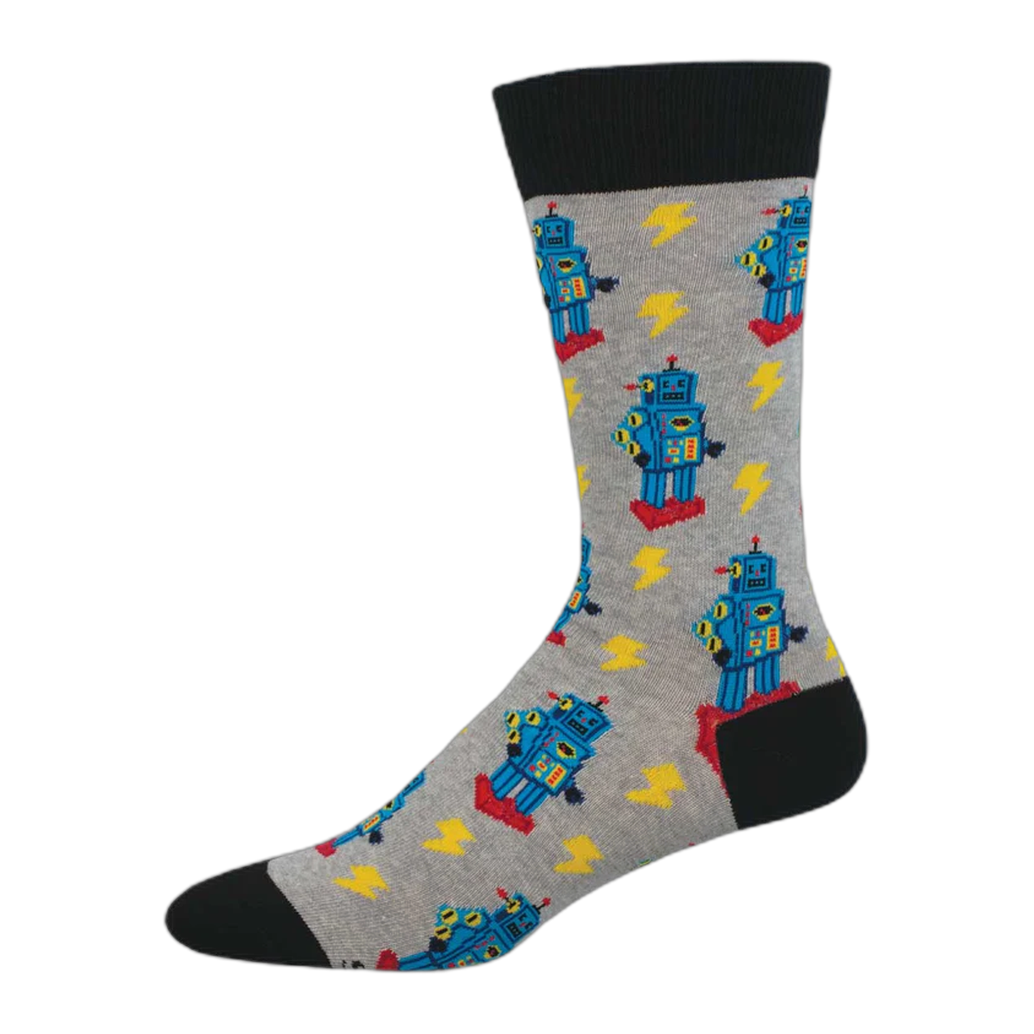 Socksmith - Charge Of The Robots - Light Gray Heather / One Size