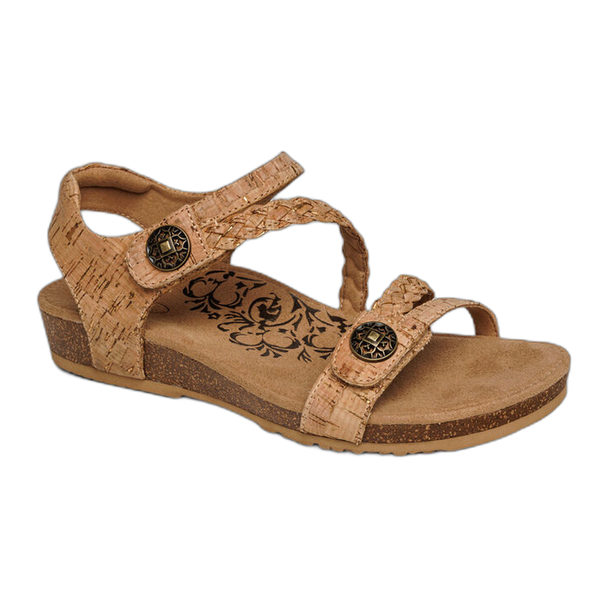 Aetrex - Jillian Braided Quarter Strap Sandal - Cork / M / 7.5