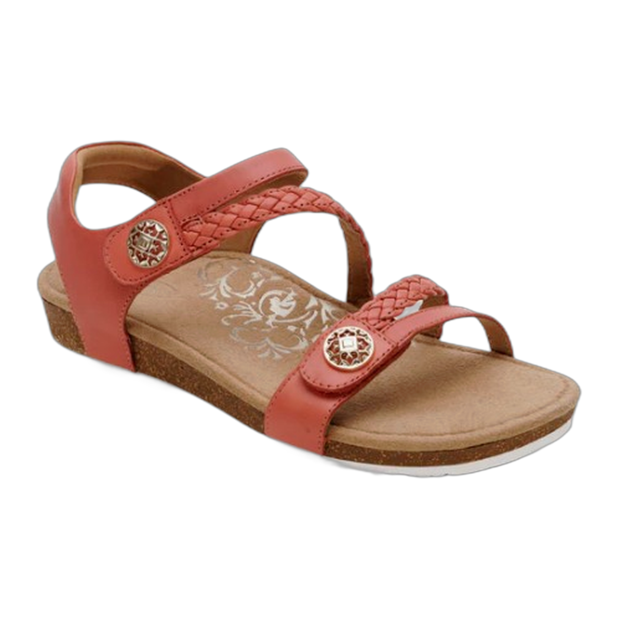 Aetrex - Jillian Braided Quarter Strap Sandal - Antique Rose / M / 6.5
