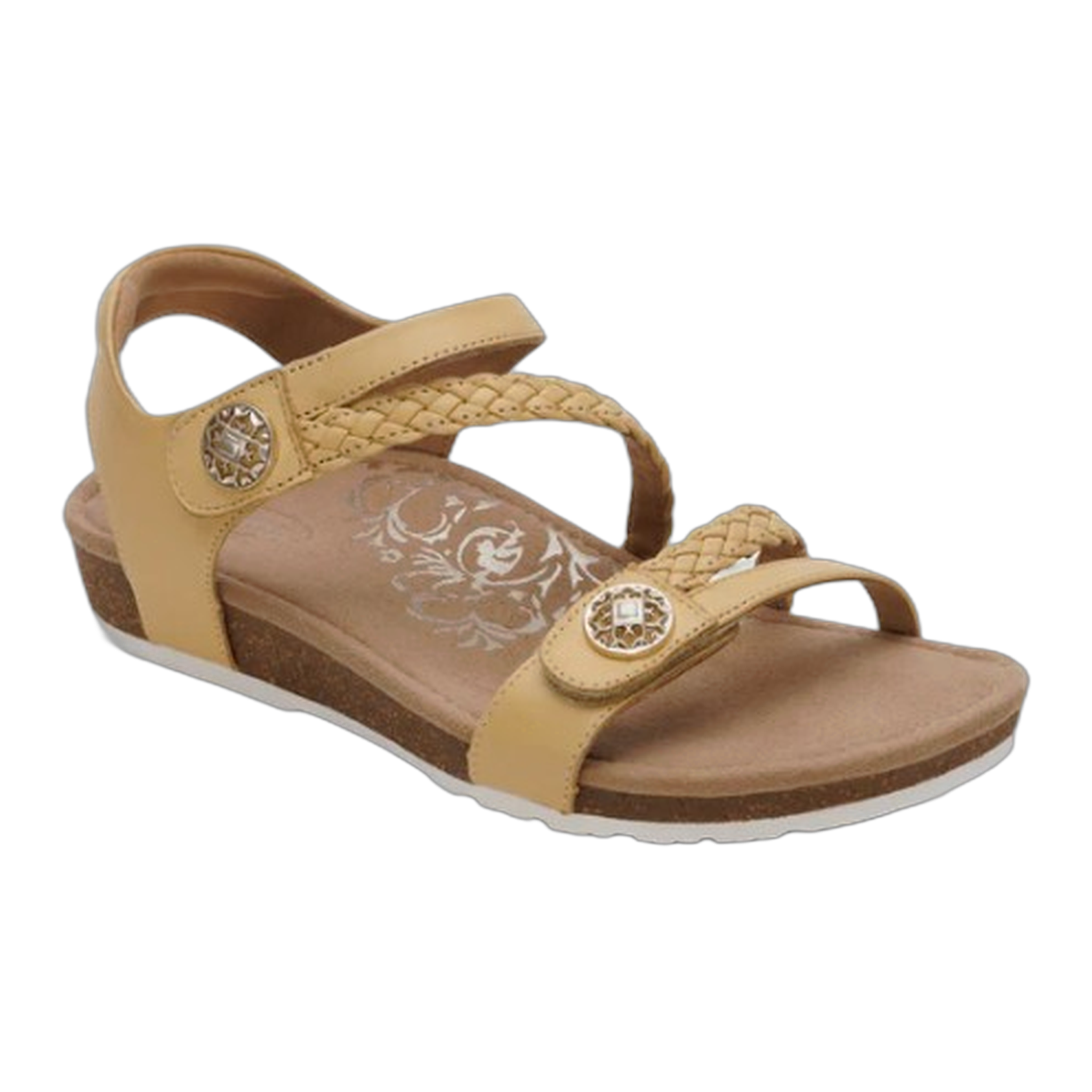 Aetrex - Jillian Braided Quarter Strap Sandal - Butter / M / 7
