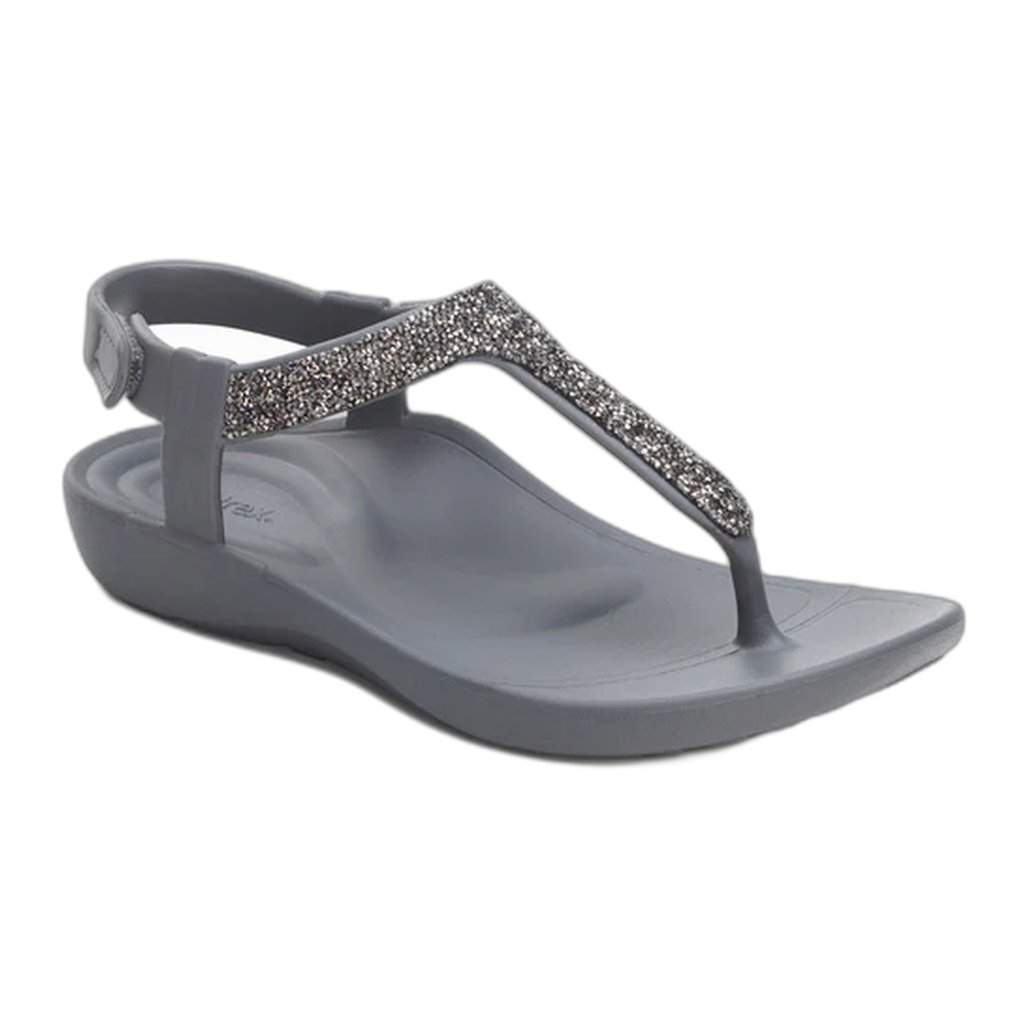 Aetrex - Skylar Thong Sandal - Pewter Embellished / M / 7
