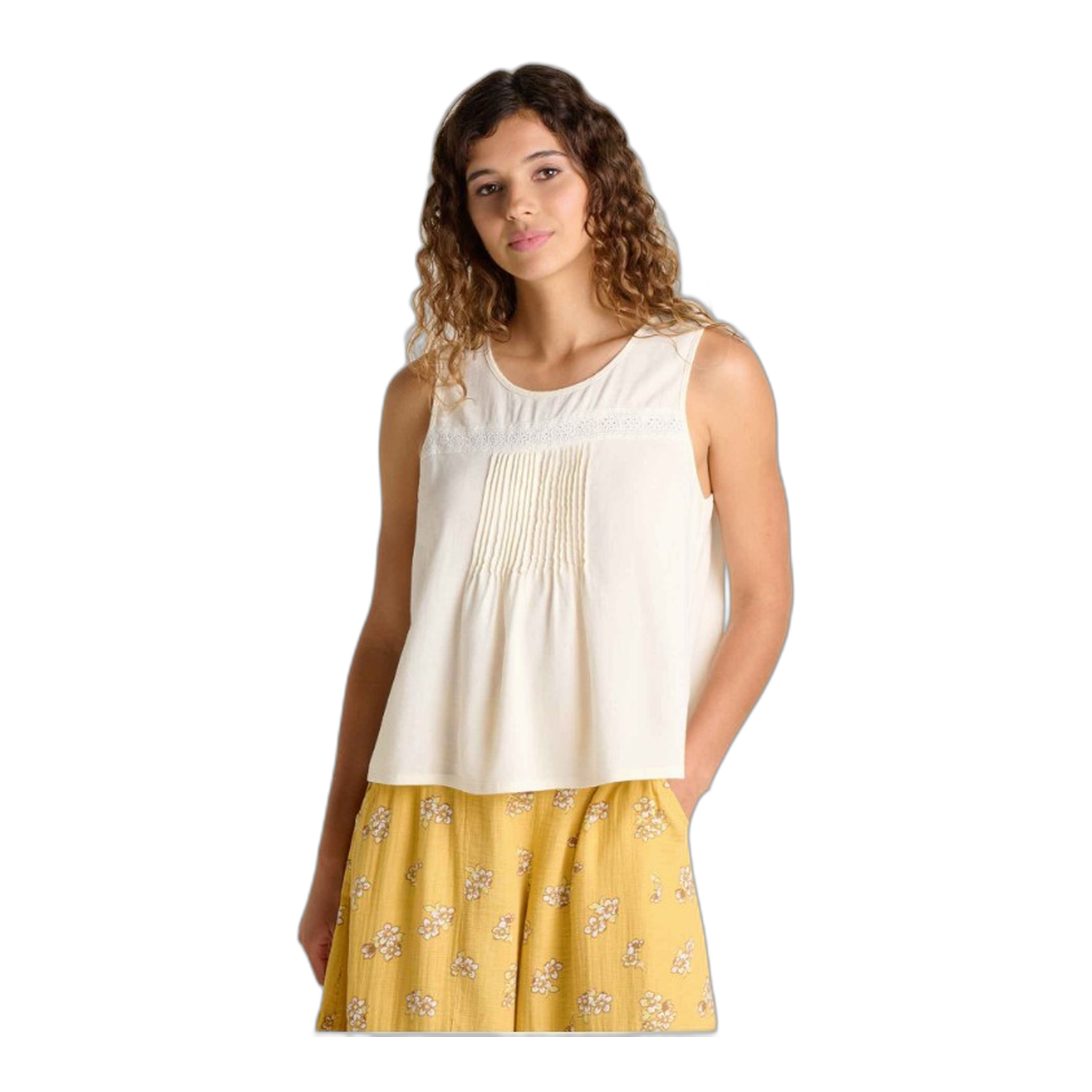 Toad&Co - Manzana Pin Tuck Tank - Egret / L