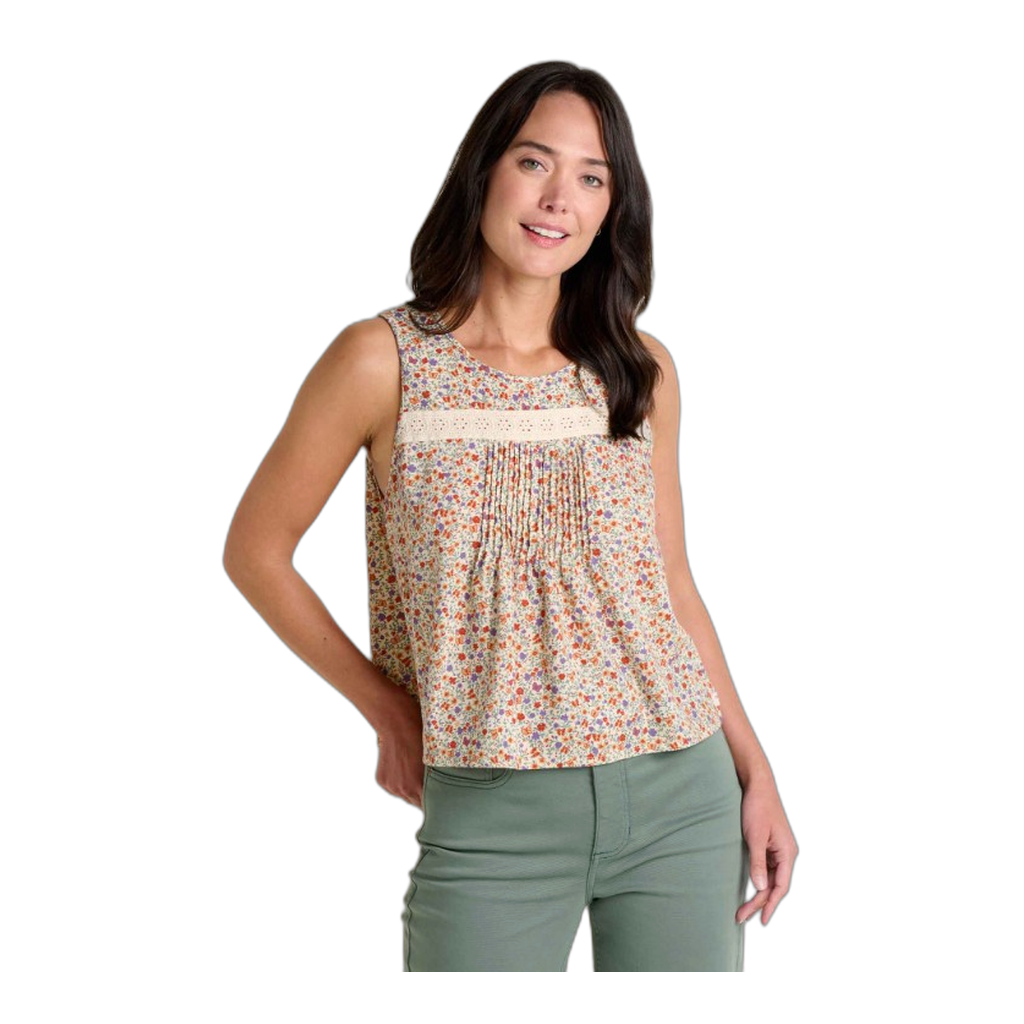 Toad&Co - Manzana Pin Tuck Tank - Salt Print / L